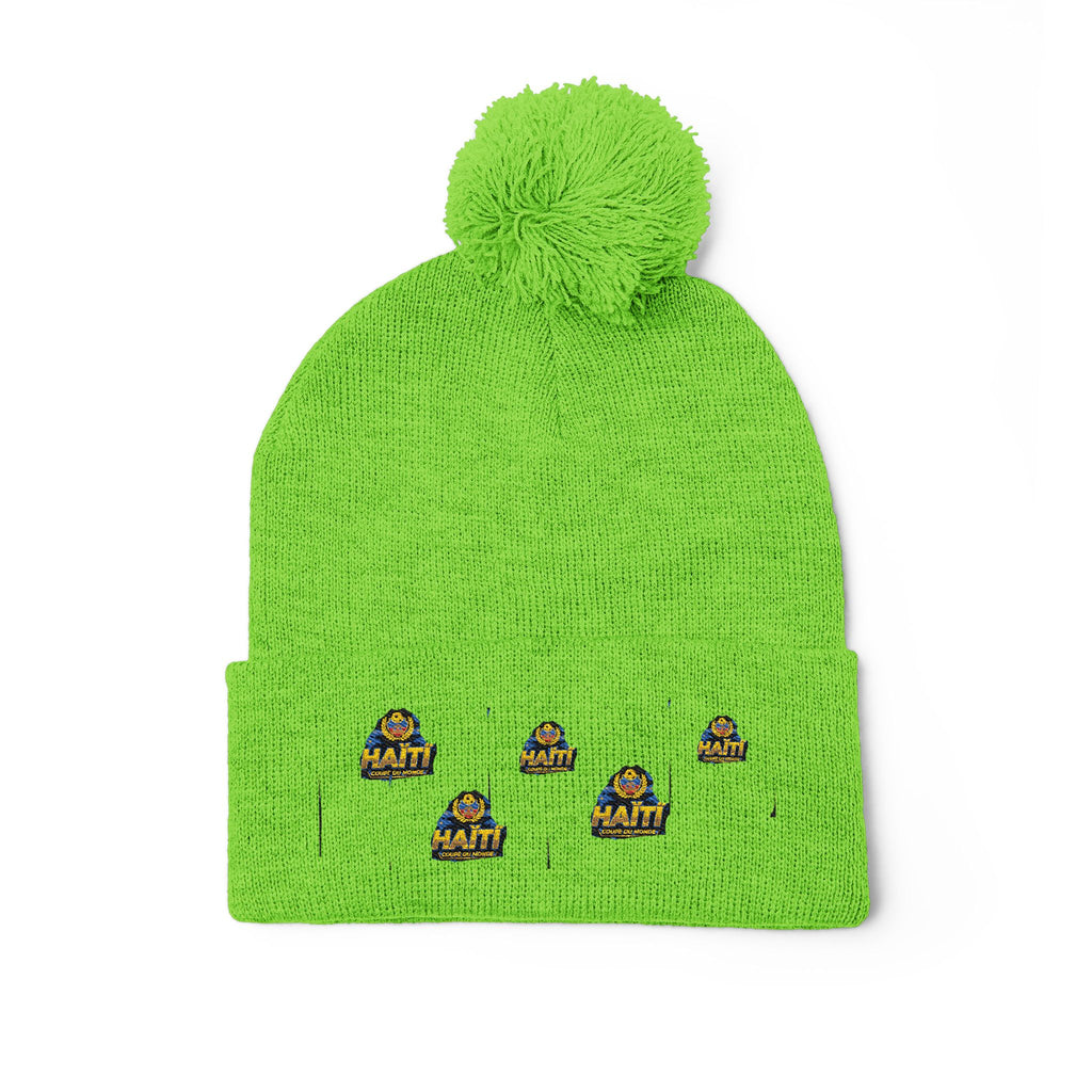 Embroidered Pom-Pom Beanie — Cute Mini Ducklings Knit Hat
