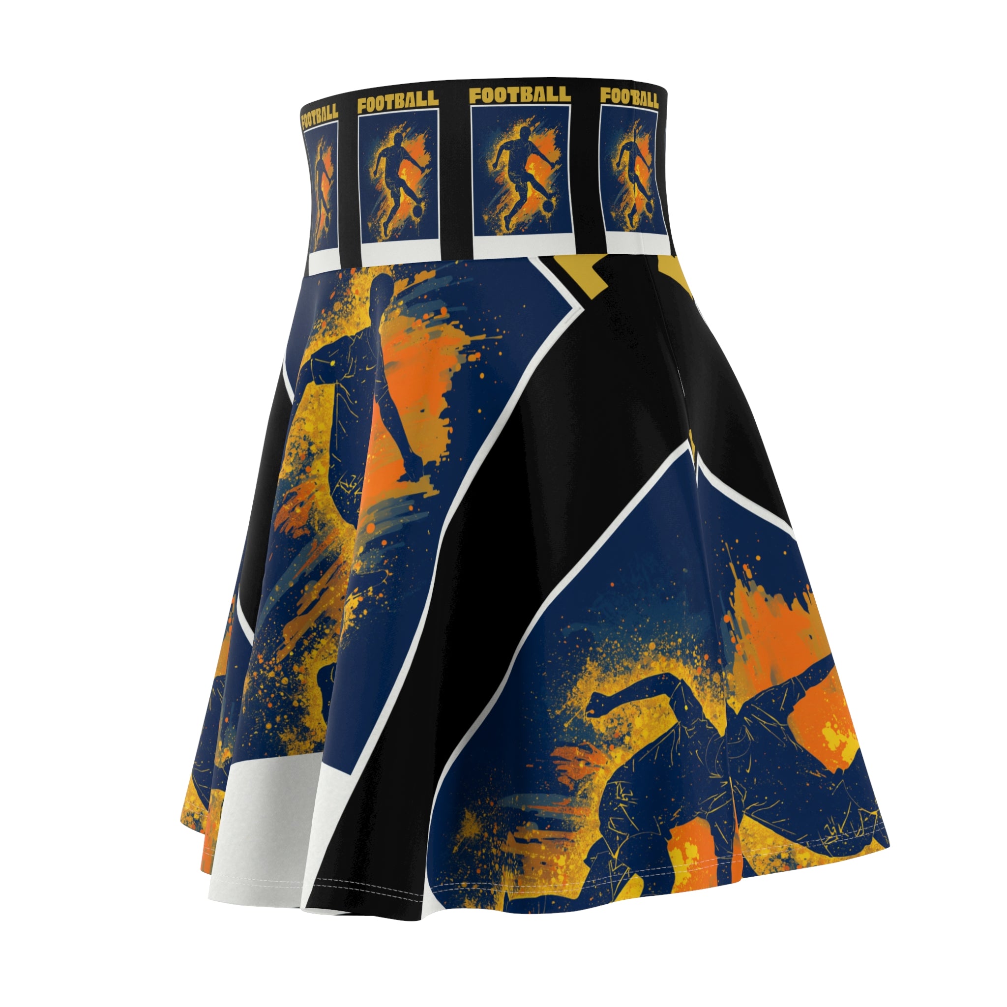Football Player Splash Skater Skirt — Women's Soccer Graphic Flare Skirt