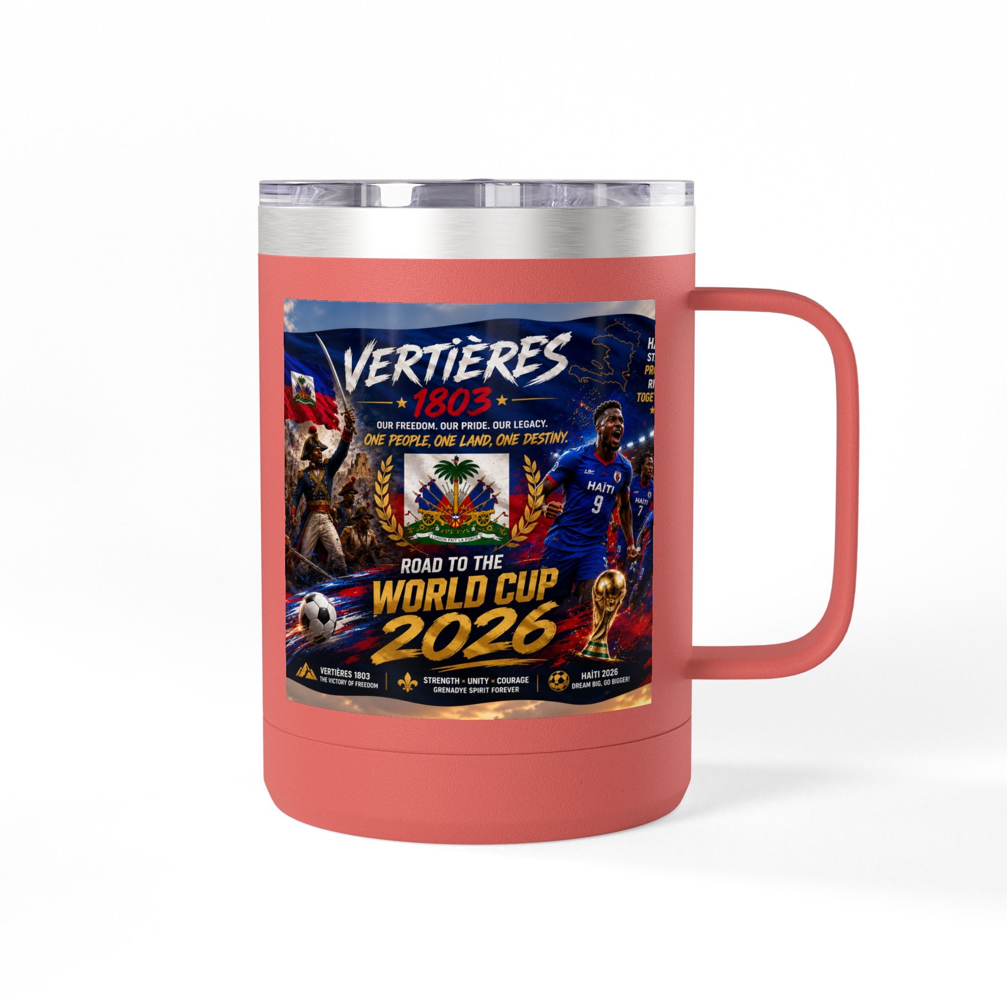 World Cup 2026 Haiti Soccer Tumbler – Vertières 1803 Team Travel Mug (15oz)