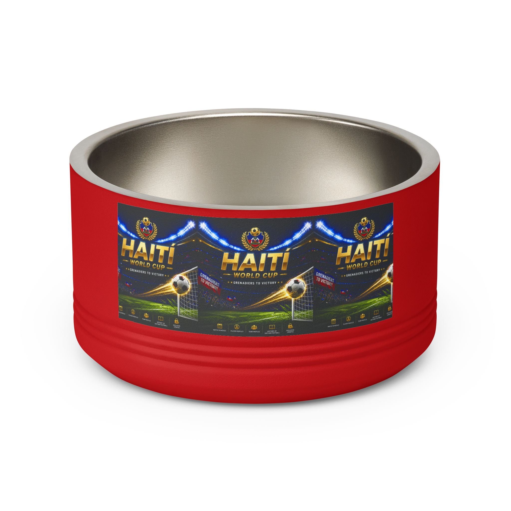 Haiti Football Crest Pet Bowl — 18oz Stainless Dog & Cat Dish