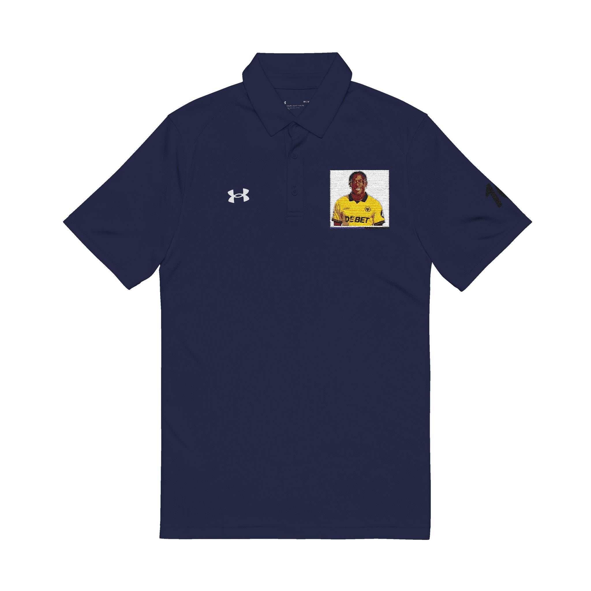 Embroidered Portrait Polo — White Performance Men’s Golf Shirt