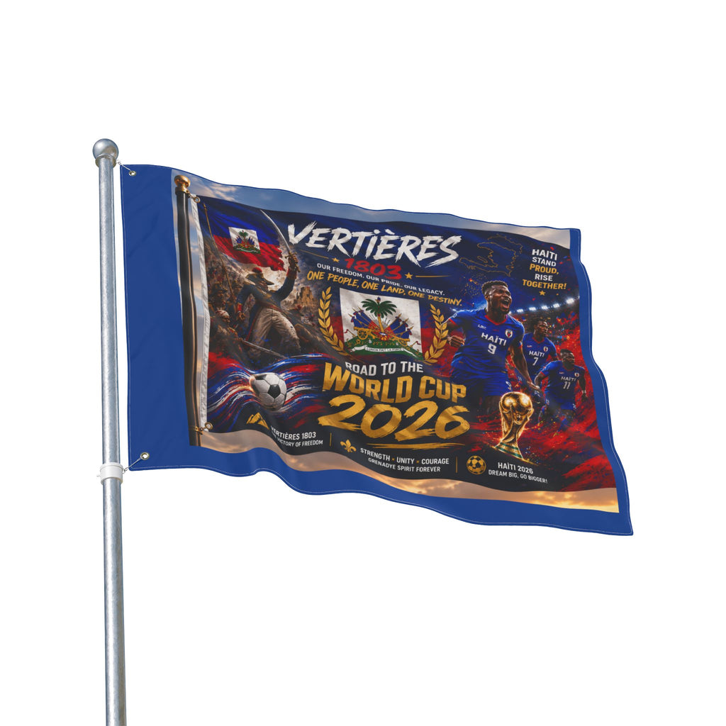 Haiti World Cup 2026 Double-Sided Flag – Vertières 1803 Soccer Tribute