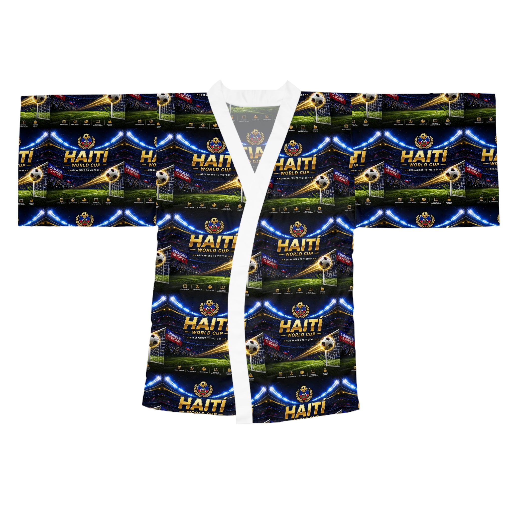 Haiti Flag Pattern Kimono Robe — All-Over Print Long Sleeve