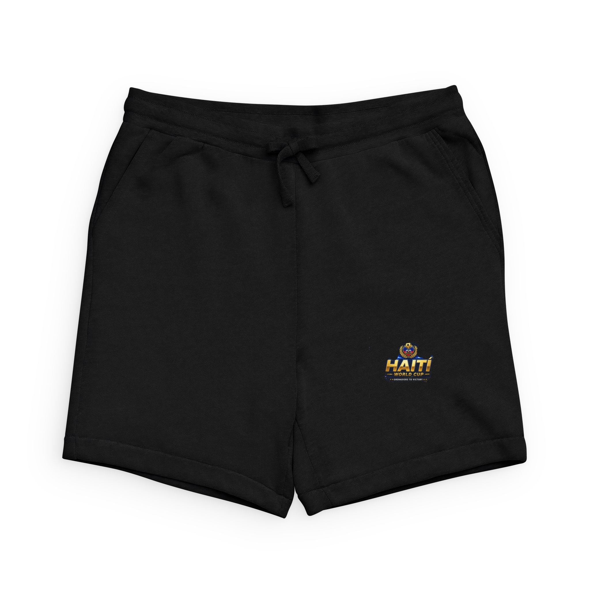 Haiti Logo Fleece Sweatshorts — Cozy Black Athletic Lounge Shorts