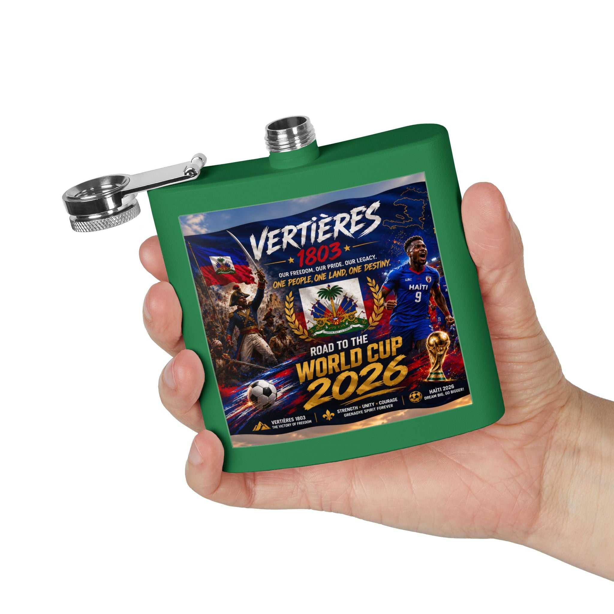 Flask — Haiti Vertières 1803 World Cup 2026 Tribute 6oz Stainless Steel