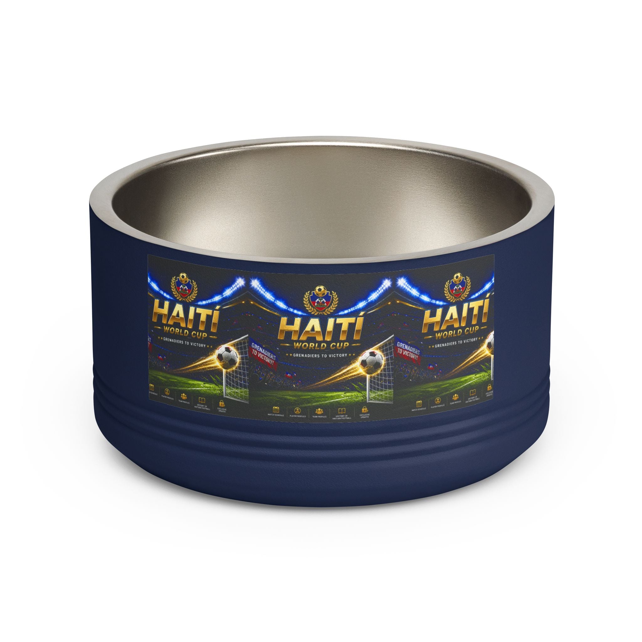 Haiti Football Crest Pet Bowl — 18oz Stainless Dog & Cat Dish