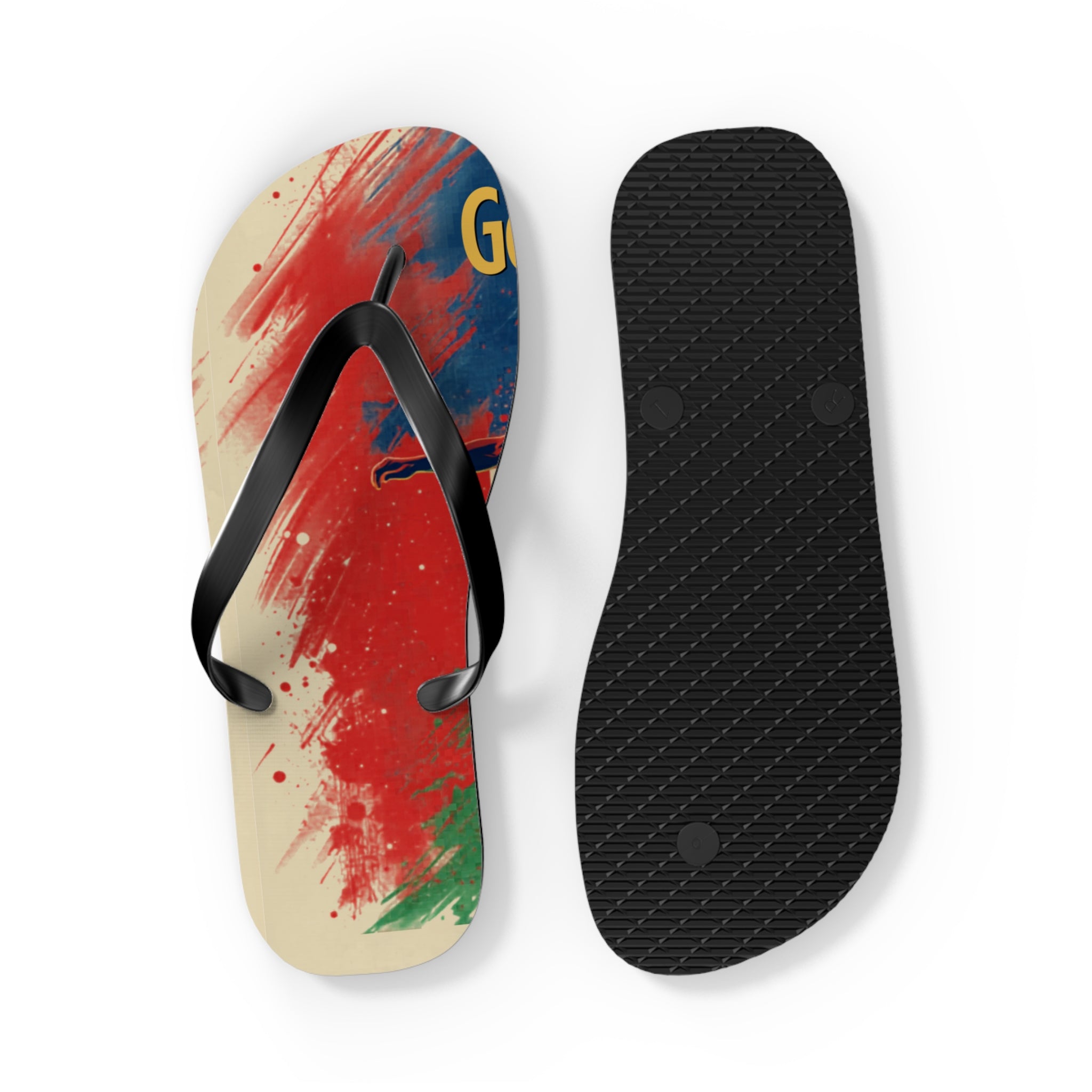 Abstract Paint Splash Flip Flops — Colorful Summer Beach Sandals