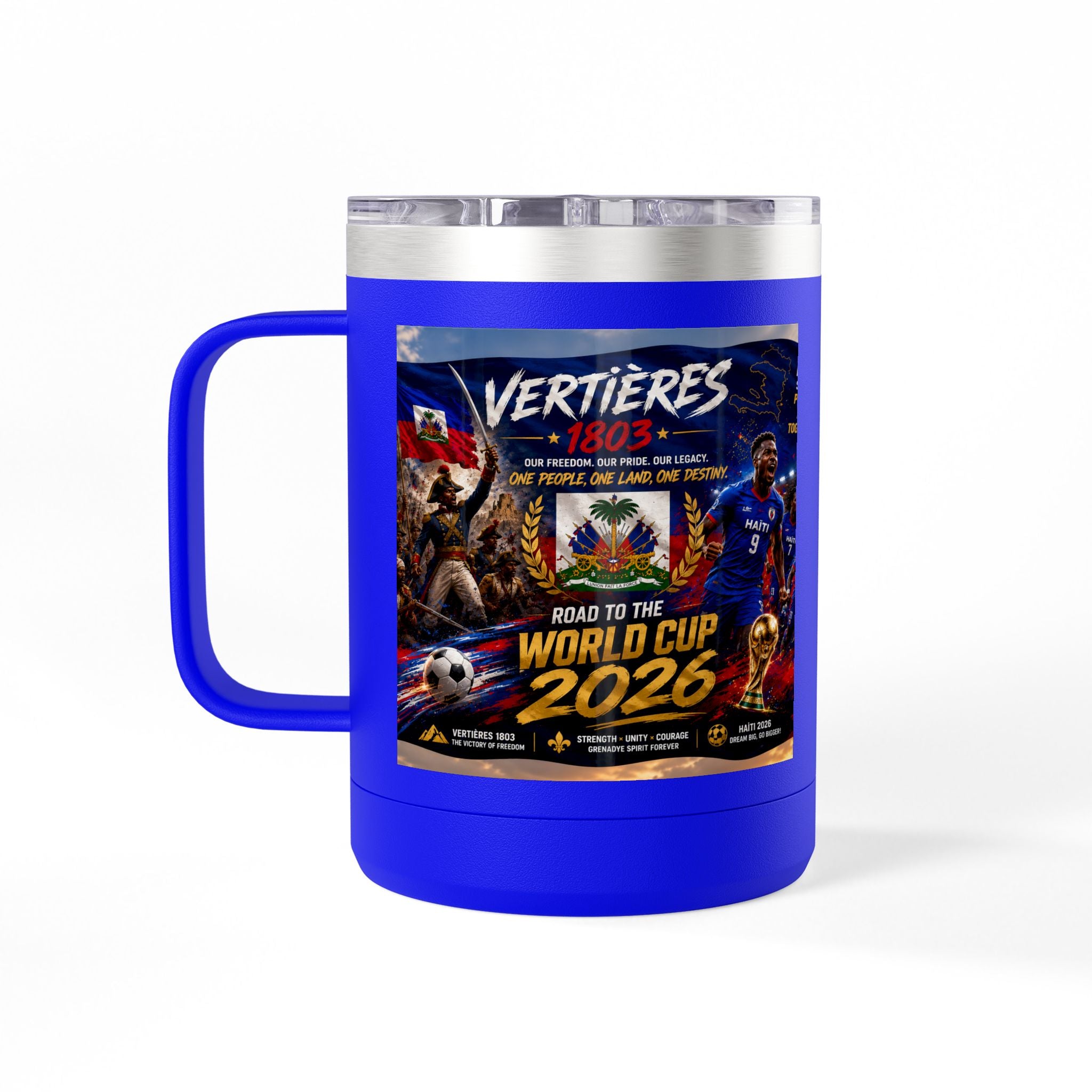 World Cup 2026 Haiti Soccer Tumbler – Vertières 1803 Team Travel Mug (15oz)