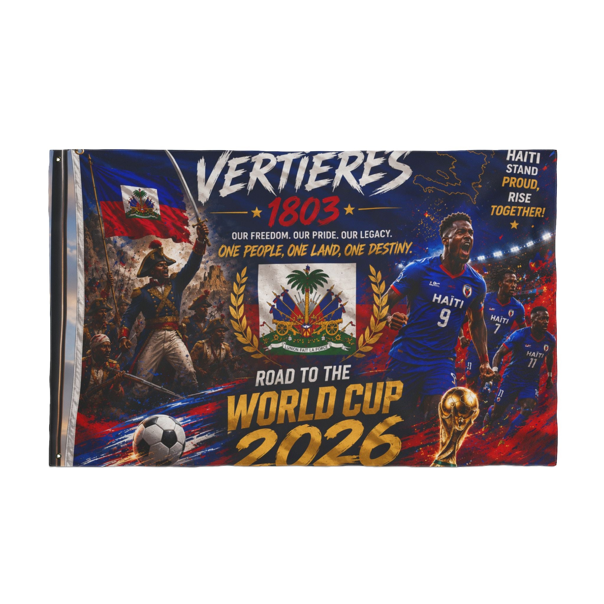 Haiti Vertières 1803 World Cup 2026 Double-Sided Flag — Road to the World Cup Support Banner