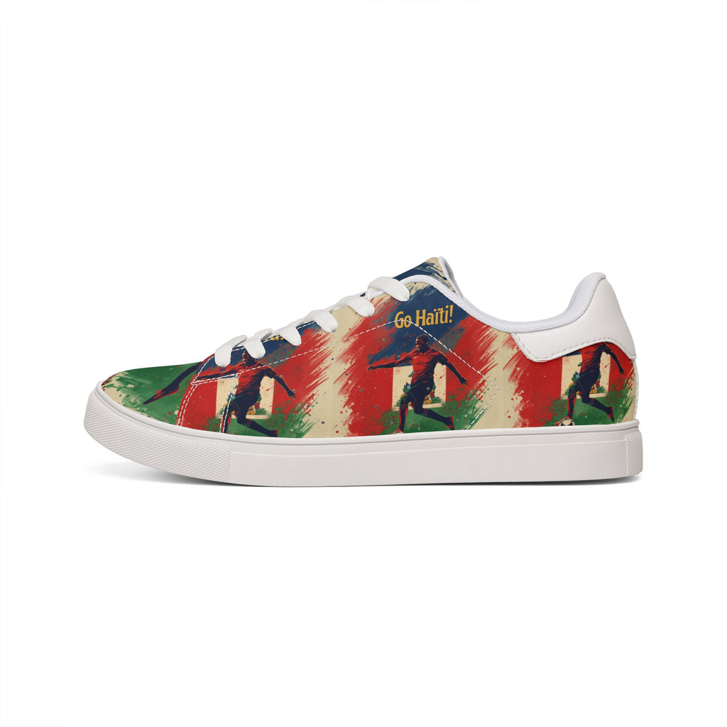 Soccer Retro Graphic Leather Sneakers — "Go Hail!" Low-Top Men's Shoes