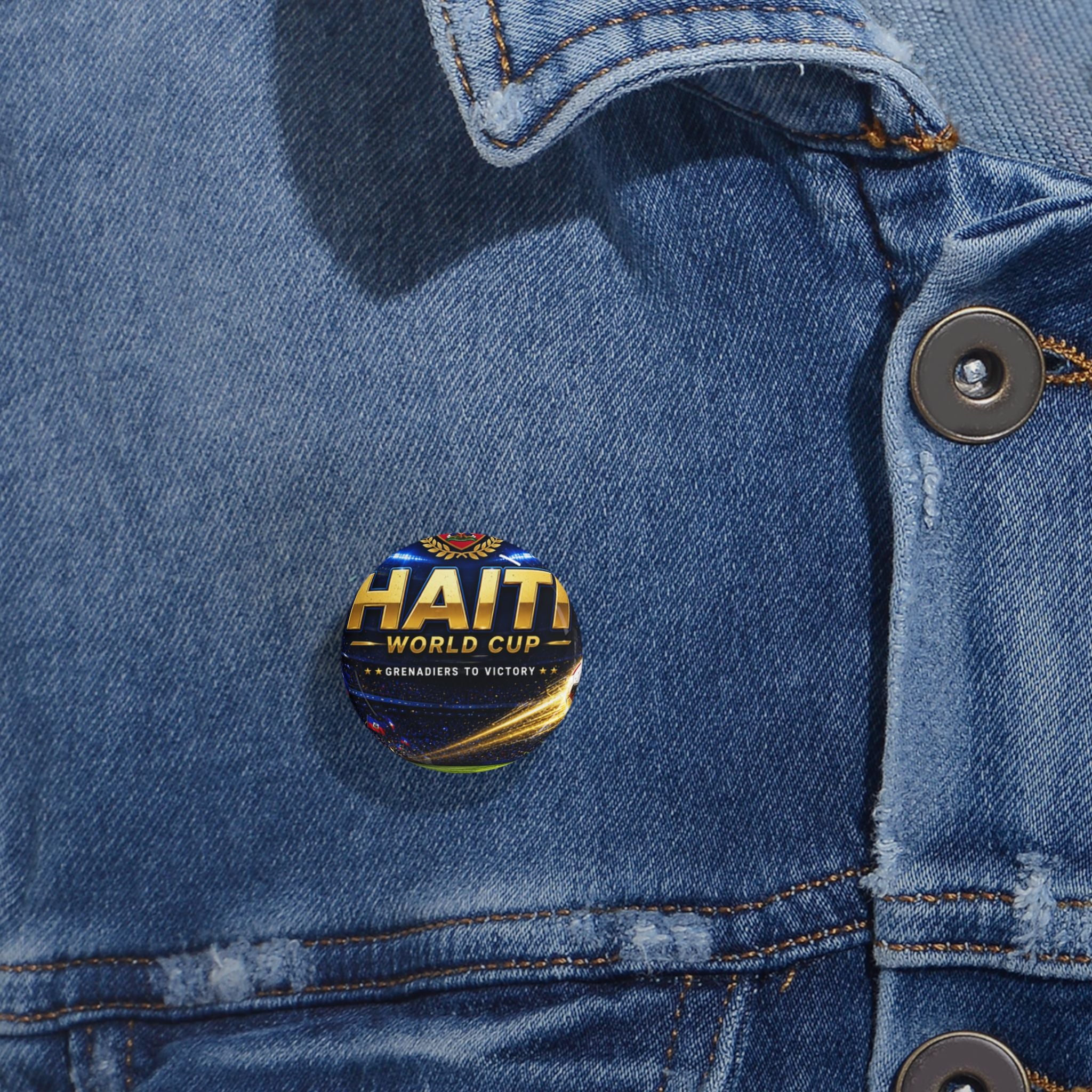Haiti World Cup Round Pin — Soccer Supporter Button