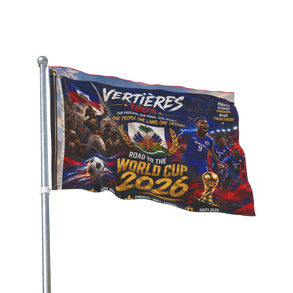 Haiti Vertières 1803 World Cup 2026 Double-Sided Flag — Road to the World Cup Support Banner