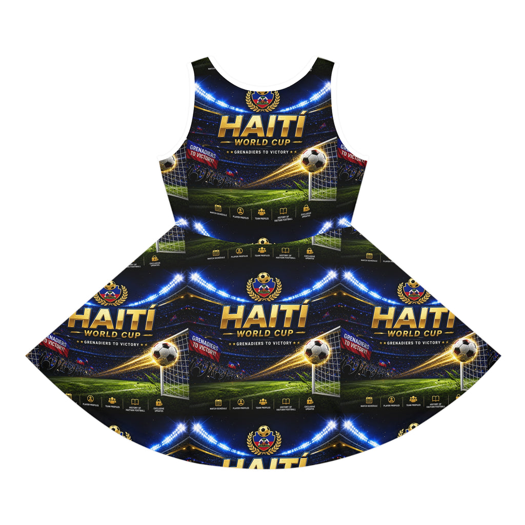 Haiti World Cup Girls' Soccer Sundress — Kids Football Stadium Print