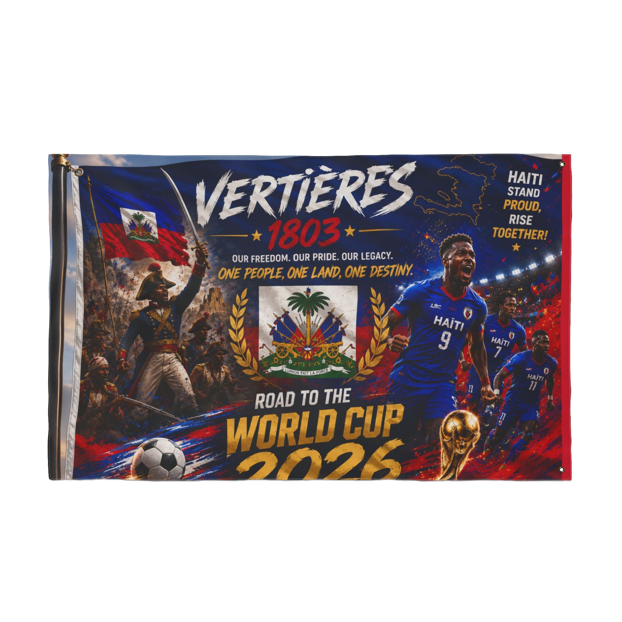 Haiti Vertières 1803 World Cup 2026 Double-Sided Flag — Road to the World Cup Support Banner