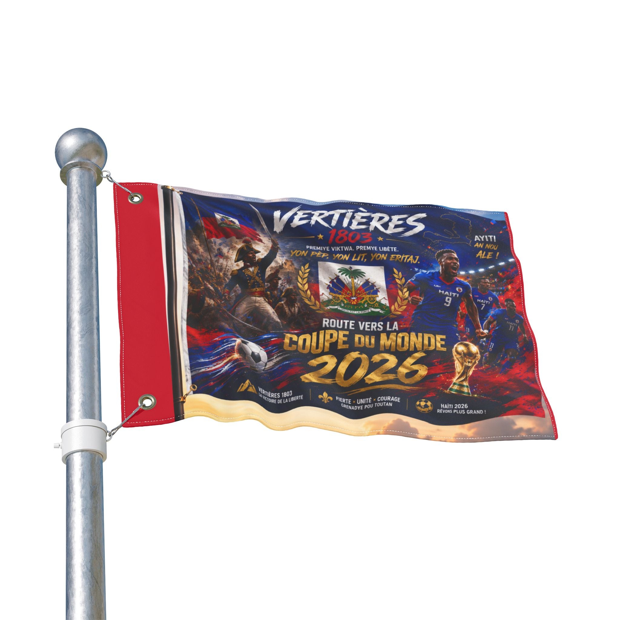 Double-Sided Flag — Vertières 1803 World Cup 2026 Support Banner