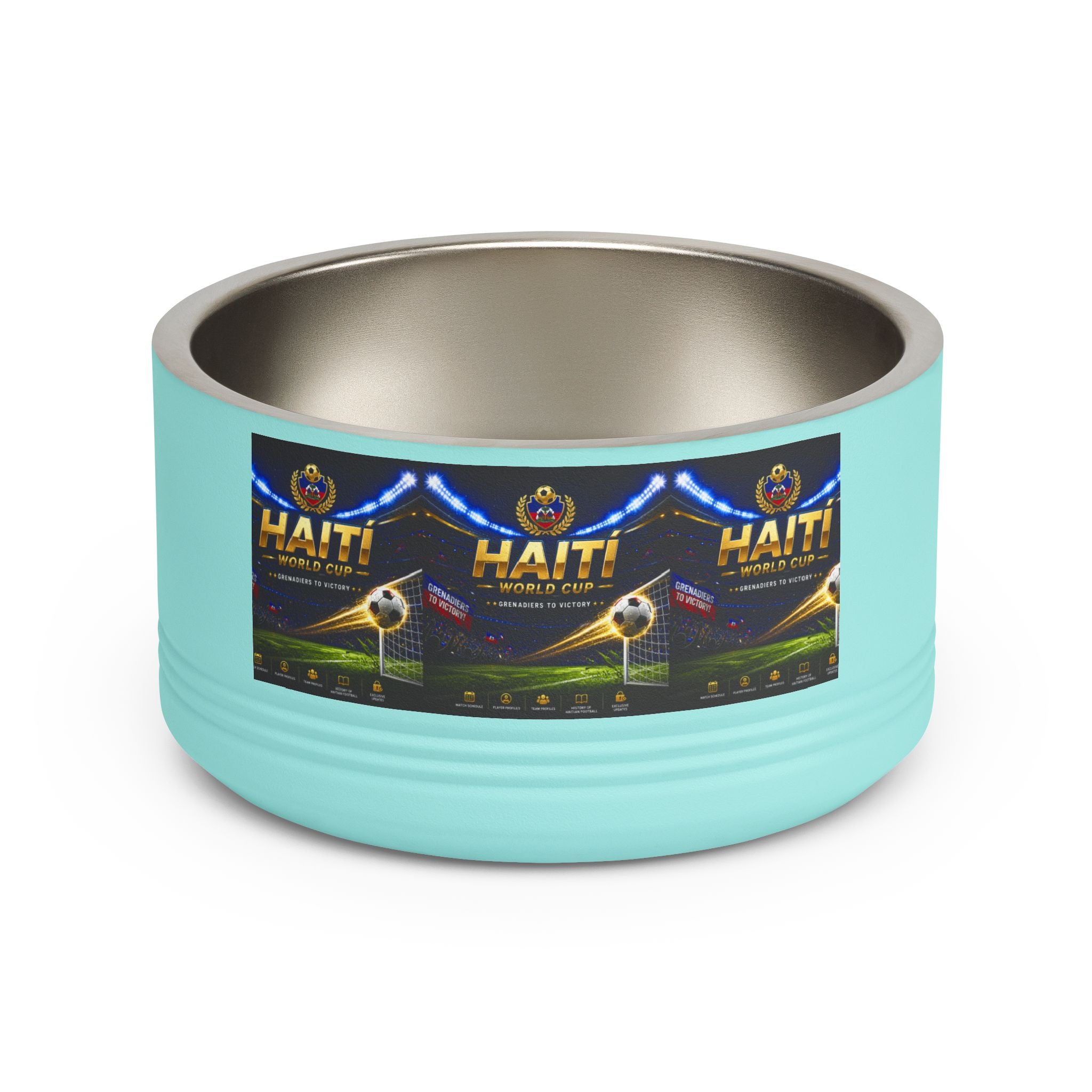 Haiti Football Crest Pet Bowl — 18oz Stainless Dog & Cat Dish