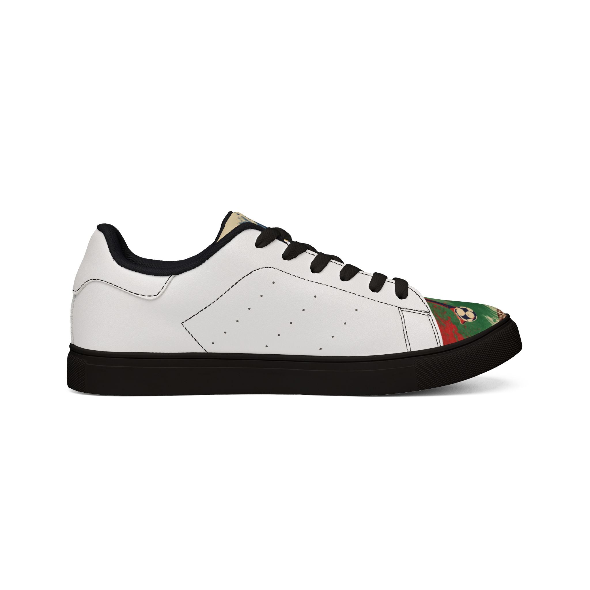 Soccer Retro Graphic Leather Sneakers — "Go Hail!" Low-Top Men's Shoes