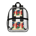 Clear Backpack — Retro Skateboard 'Go Half!' Graphic Stadium-Approved Clear Bag