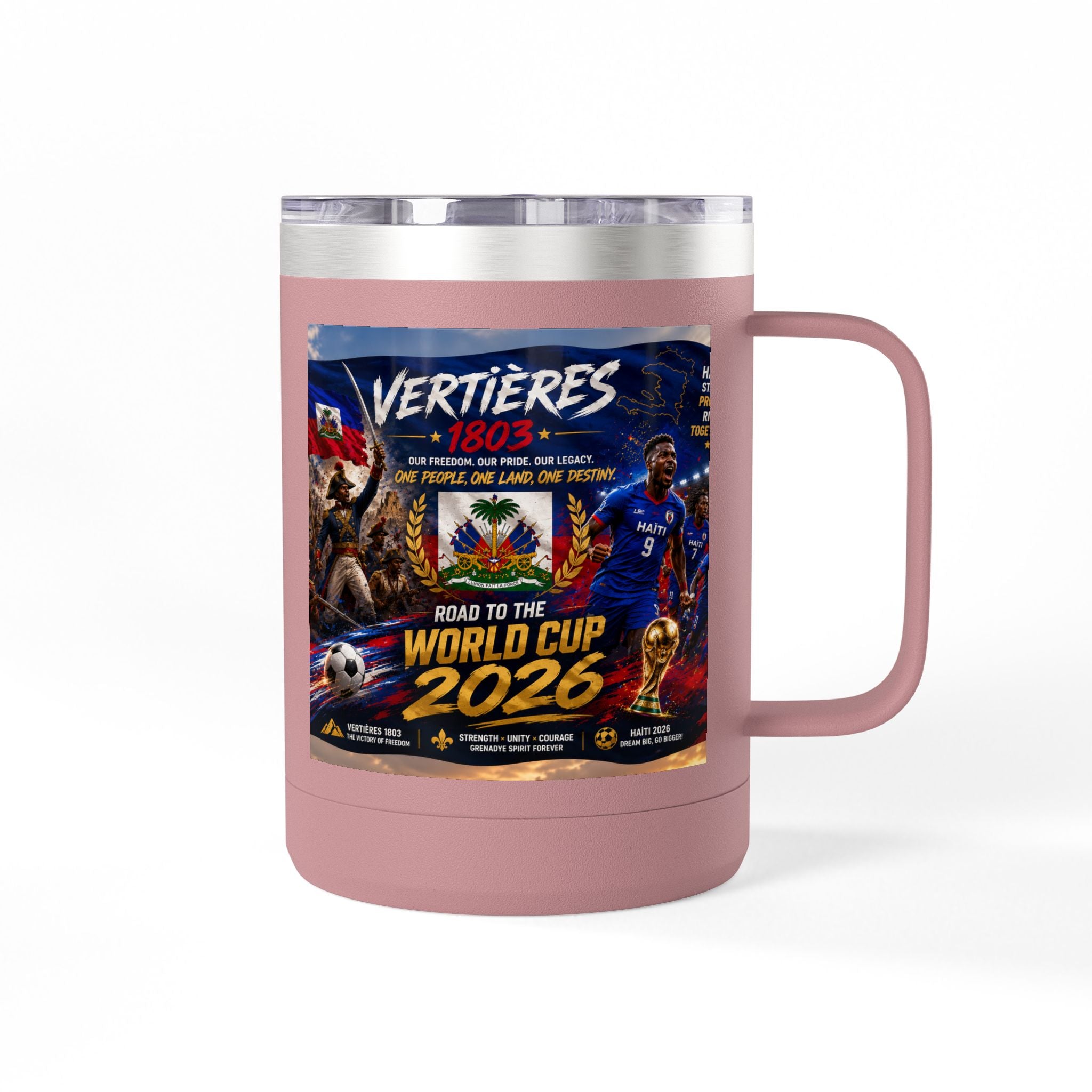 World Cup 2026 Haiti Soccer Tumbler – Vertières 1803 Team Travel Mug (15oz)