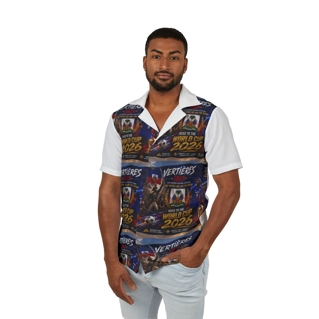 Men's Hawaiian Camp Shirt – 2026 World Cup Vertières Soccer Print