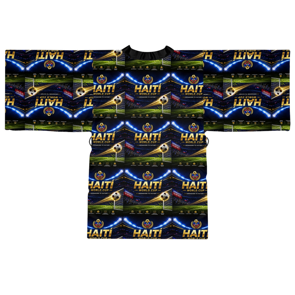 Haiti Flag Pattern Kimono Robe — All-Over Print Long Sleeve