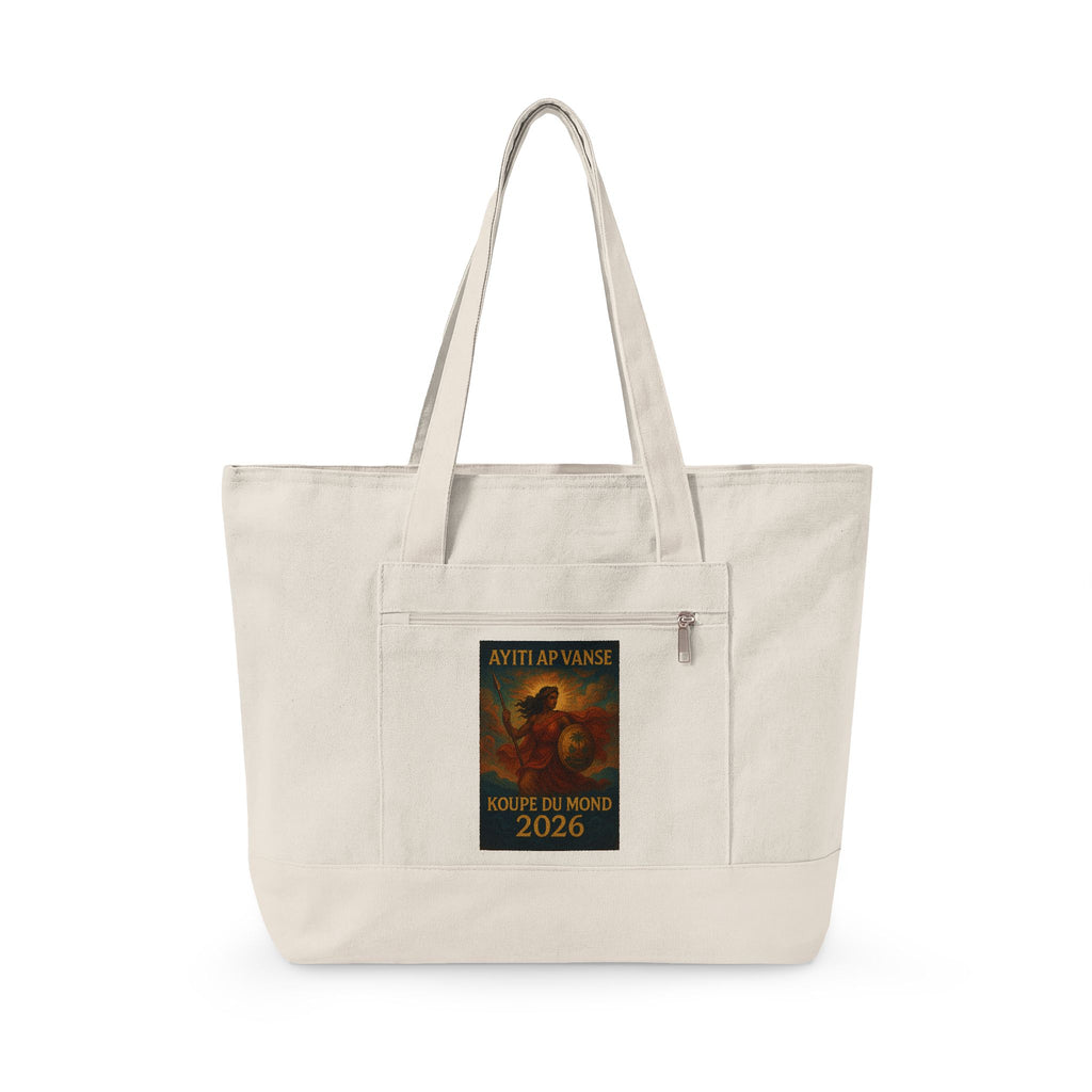 Vintage Tarot Art Canvas Tote — "Knight of Wands 2026" Zippered Tote Bag