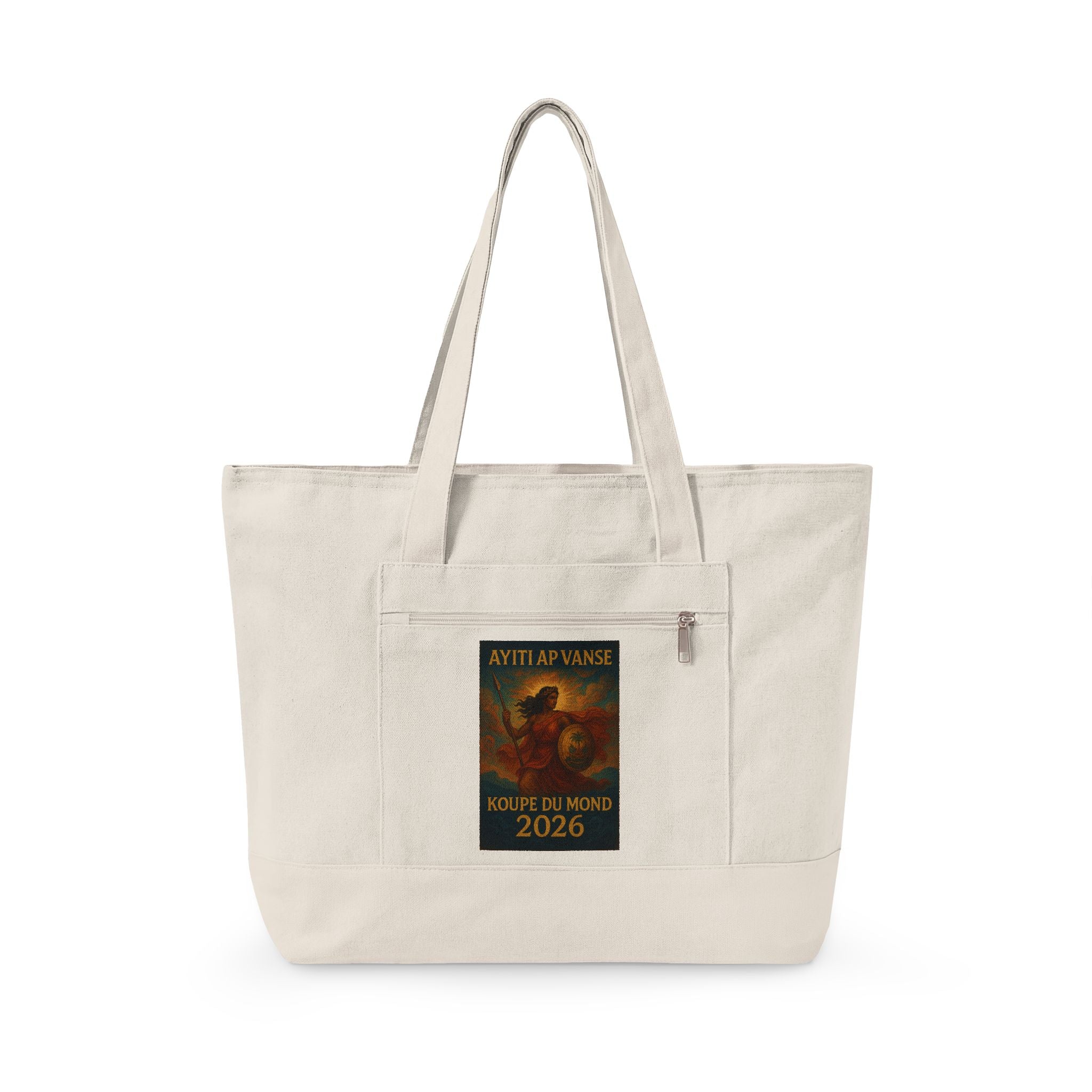 Vintage Tarot Art Canvas Tote — "Knight of Wands 2026" Zippered Tote Bag