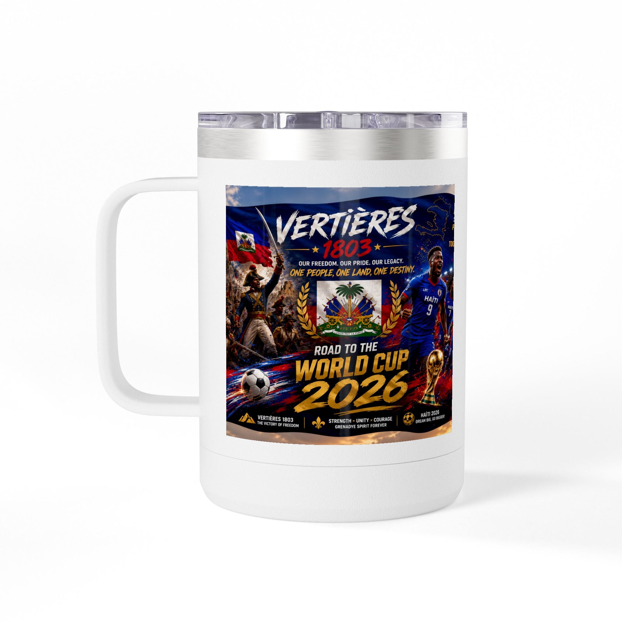 World Cup 2026 Haiti Soccer Tumbler – Vertières 1803 Team Travel Mug (15oz)