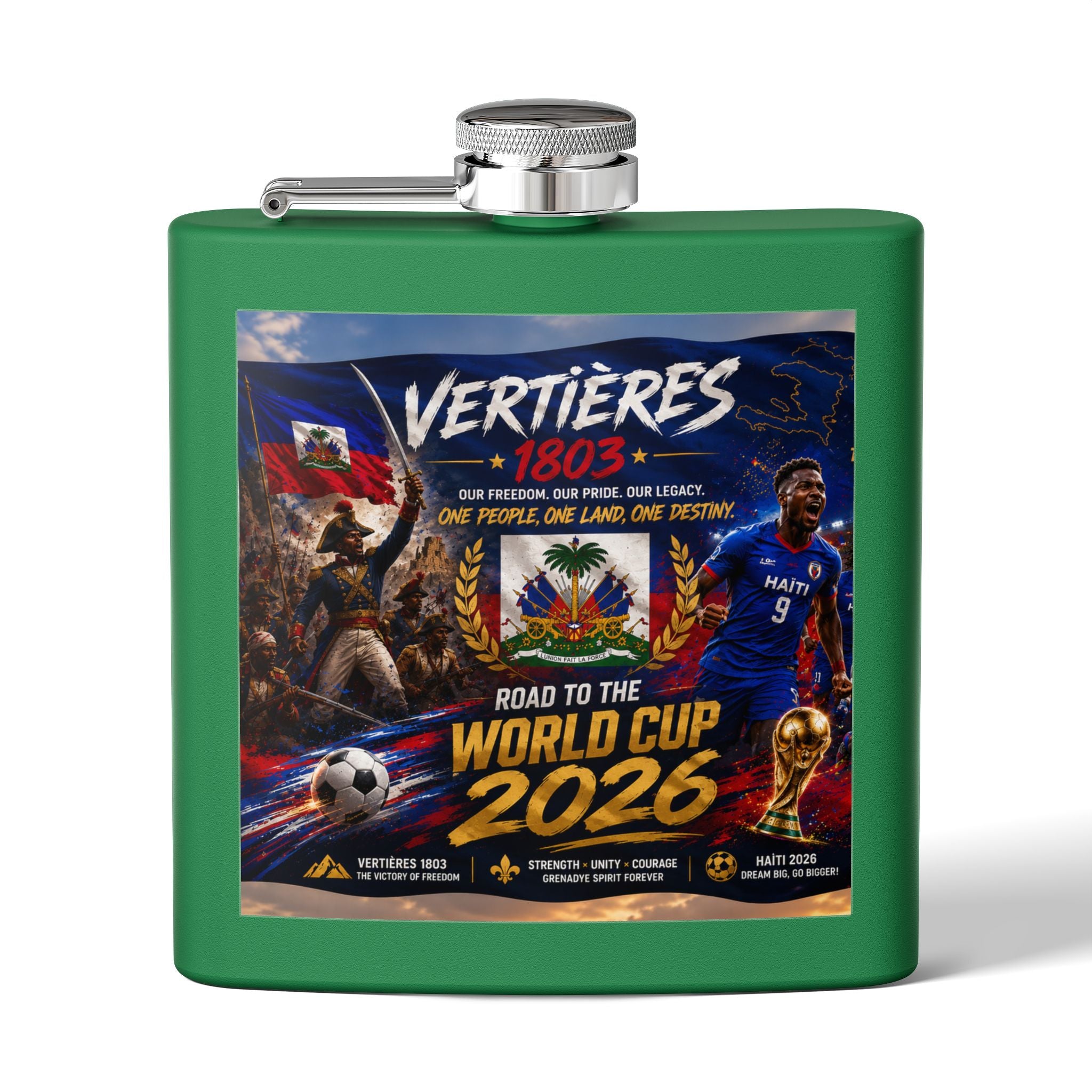 Flask — Haiti Vertières 1803 World Cup 2026 Tribute 6oz Stainless Steel