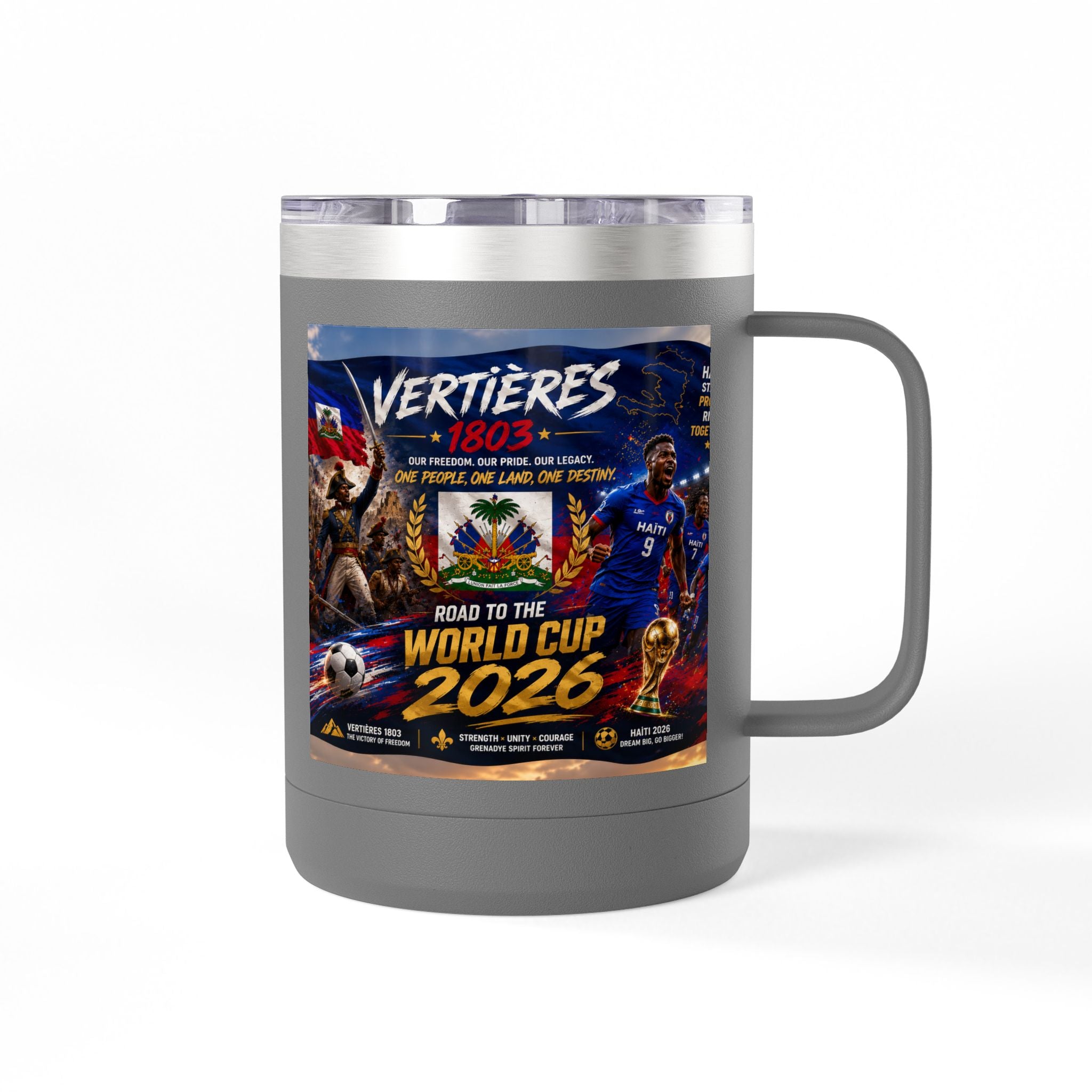 World Cup 2026 Haiti Soccer Tumbler – Vertières 1803 Team Travel Mug (15oz)