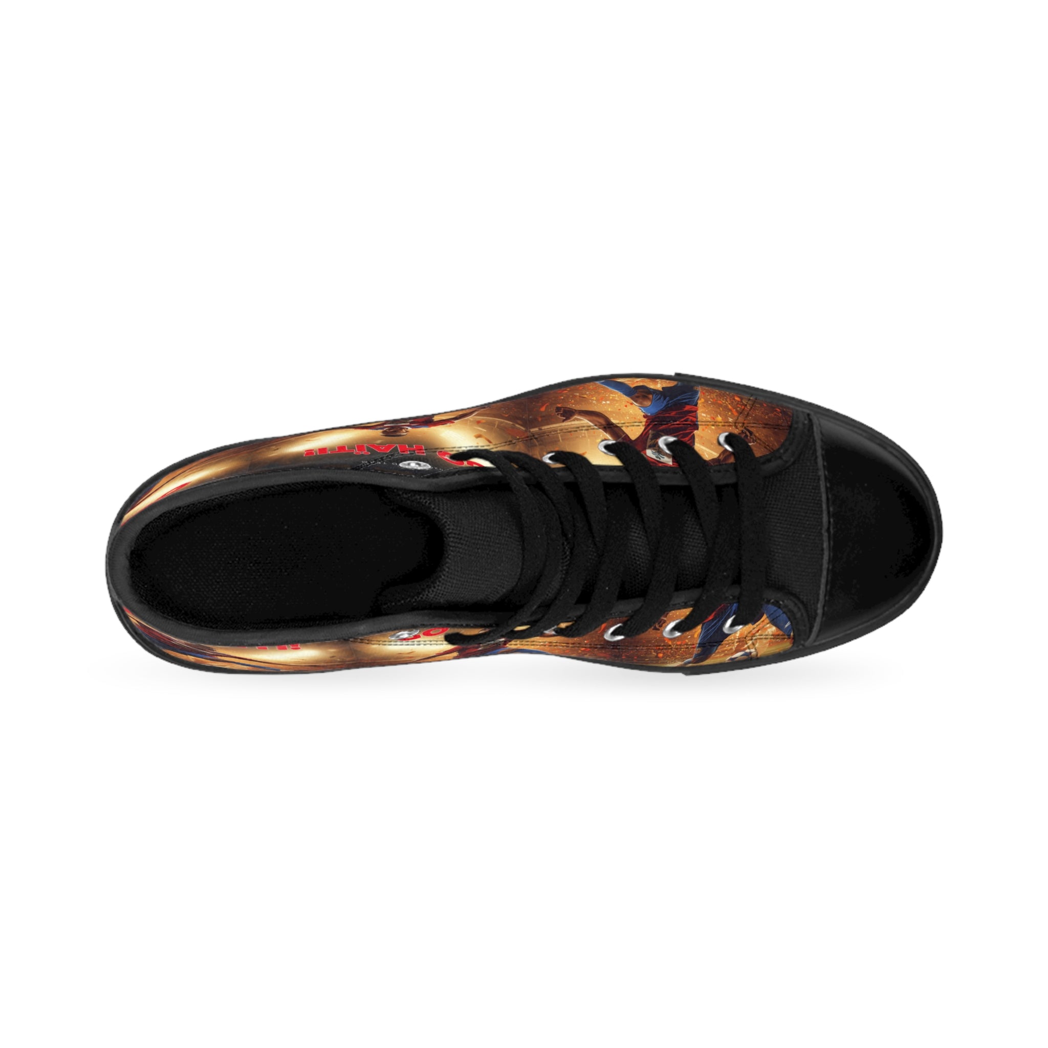 Soccer Player Graphic High-Top Sneakers — 'Go Haiti' Athletic Canvas Shoes