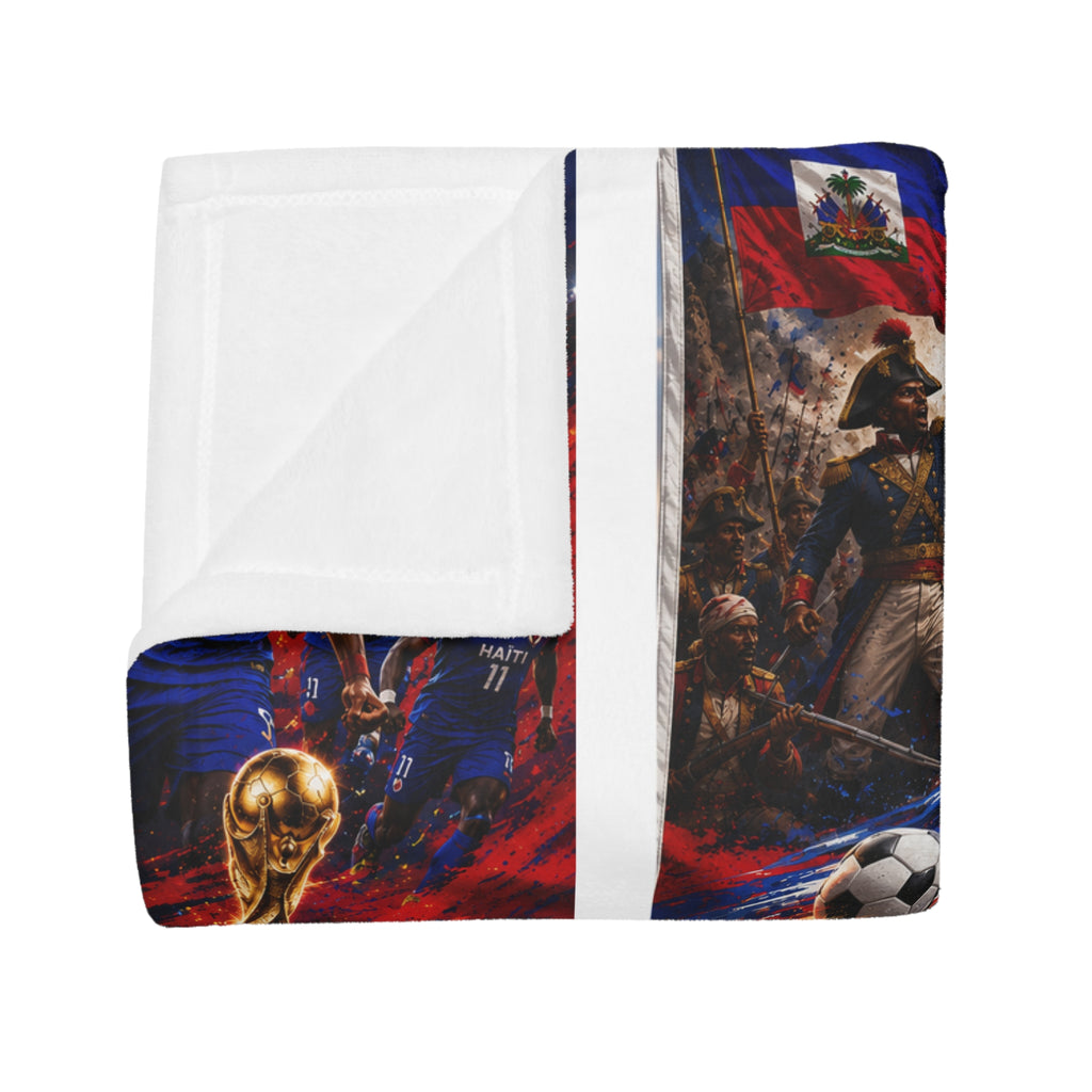World Cup 2026 Soccer Plush Fleece Blanket - 'Vertières 1803' Haitian Pride Design