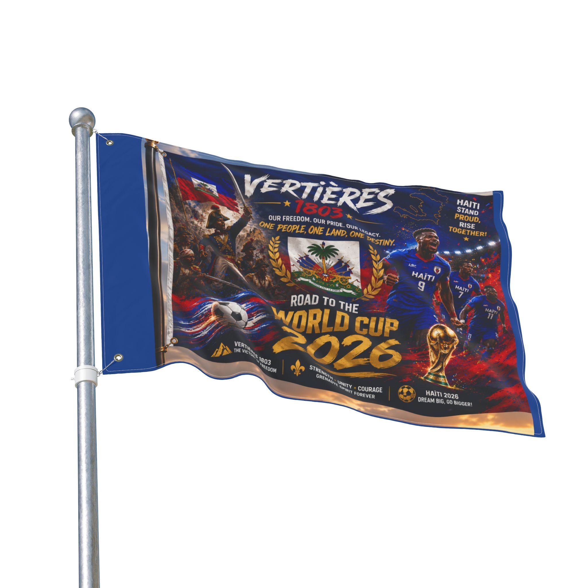 Haiti World Cup 2026 Double-Sided Flag – Vertières 1803 Soccer Tribute