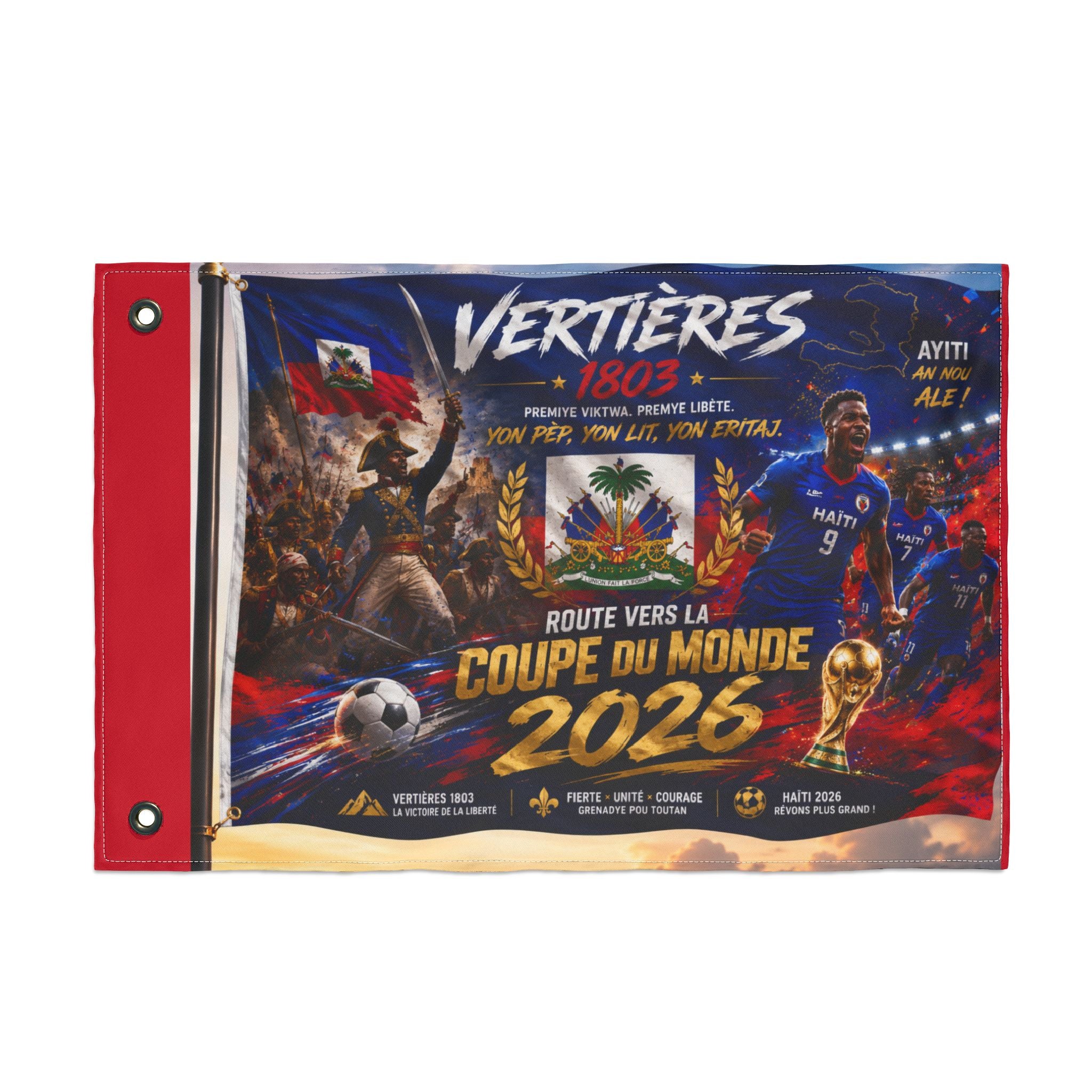 Double-Sided Flag — Vertières 1803 World Cup 2026 Support Banner