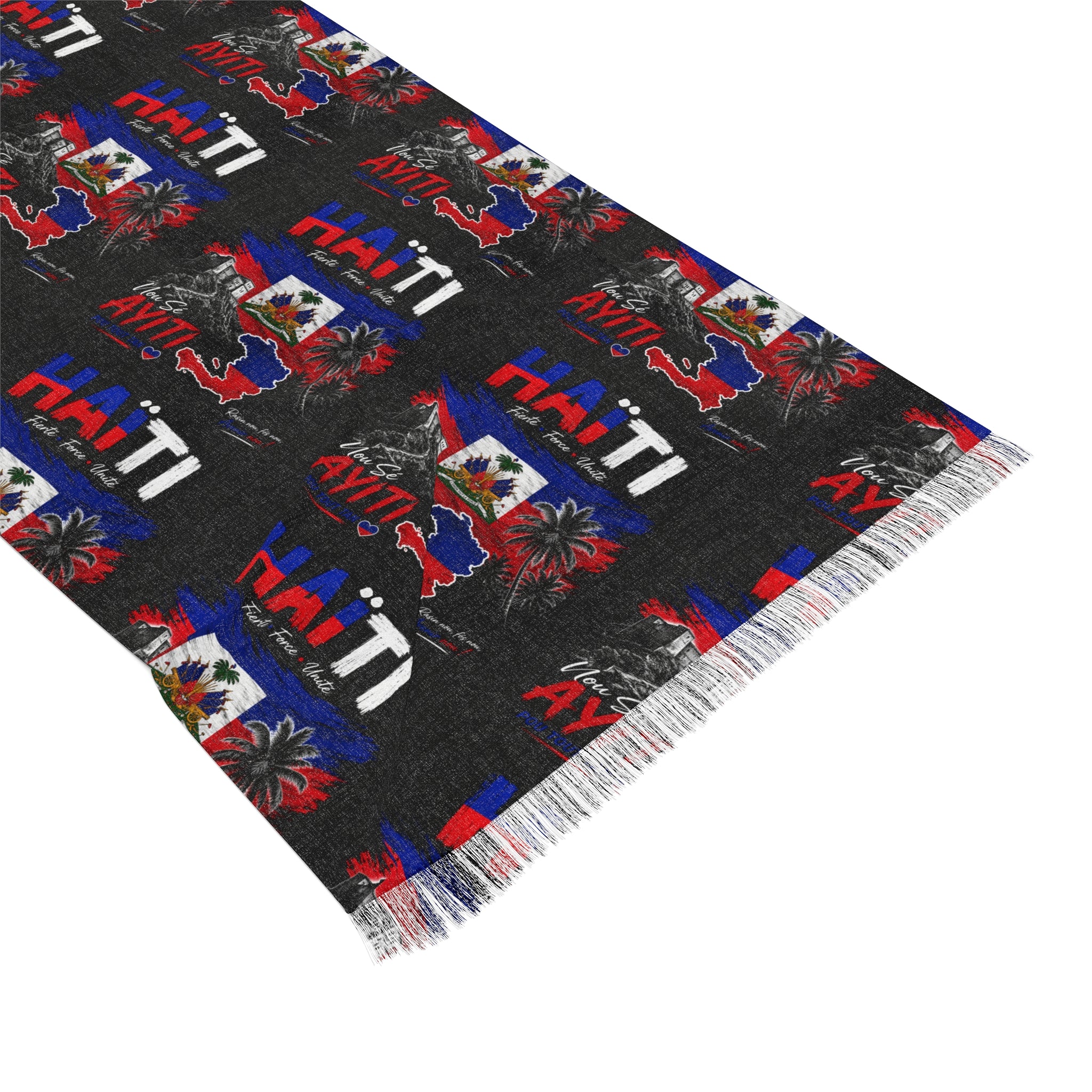 Haiti Pride Light Scarf — Red, Blue & Black Woven Tribute Scarf