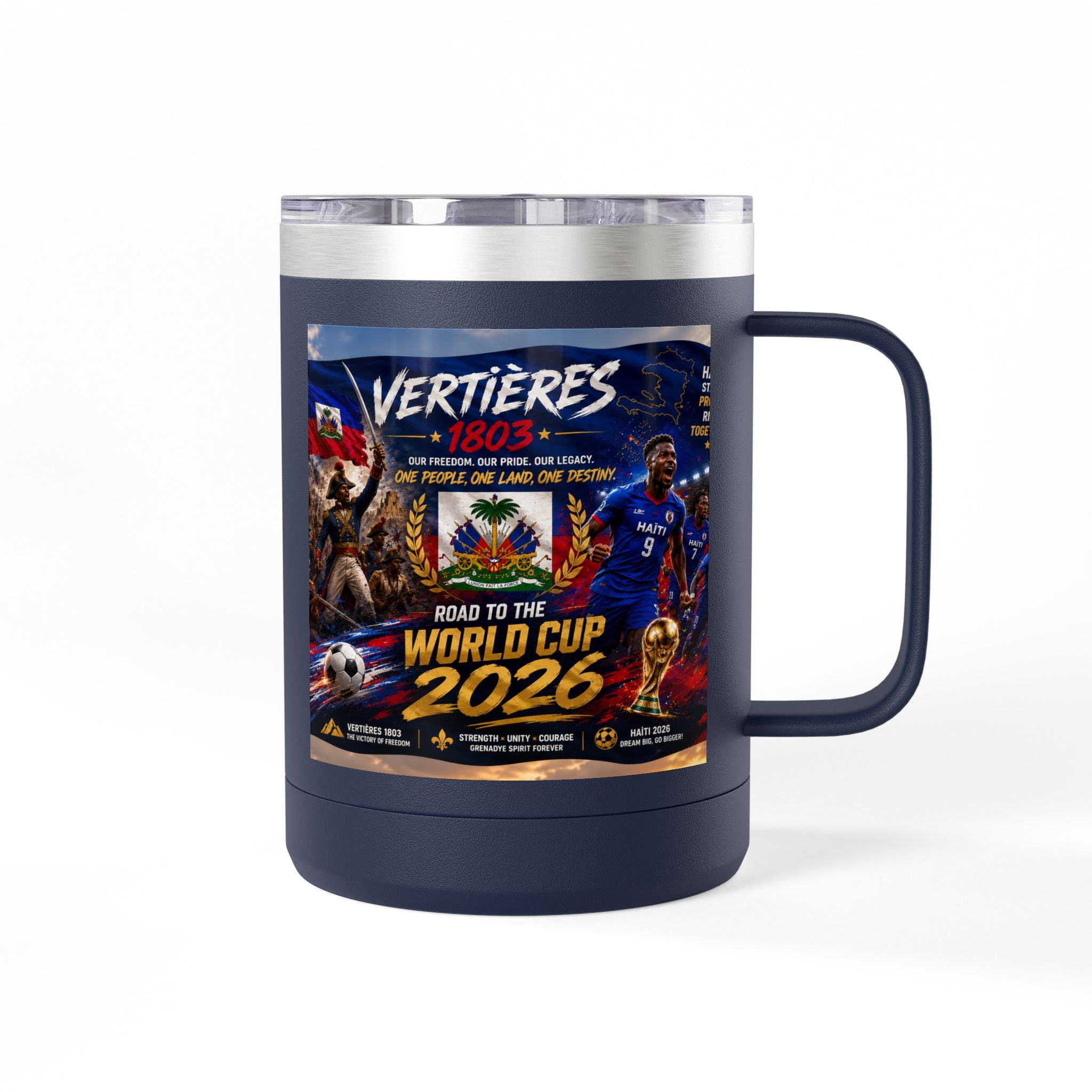 World Cup 2026 Haiti Soccer Tumbler – Vertières 1803 Team Travel Mug (15oz)