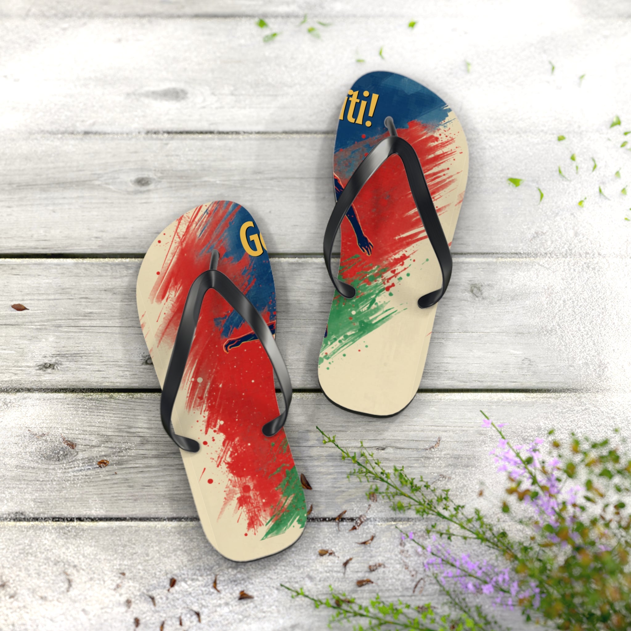 Abstract Paint Splash Flip Flops — Colorful Summer Beach Sandals