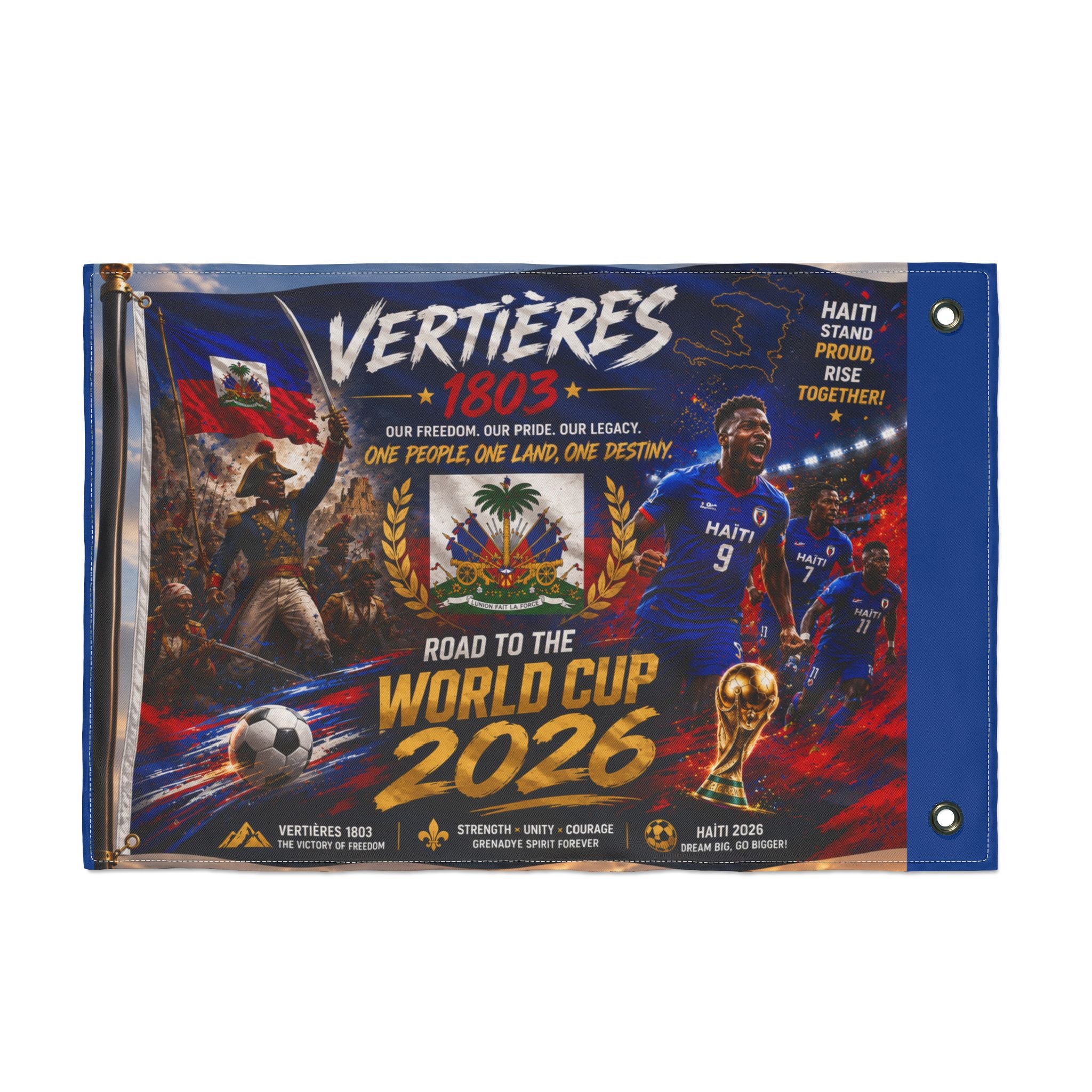 Haiti World Cup 2026 Double-Sided Flag – Vertières 1803 Soccer Tribute