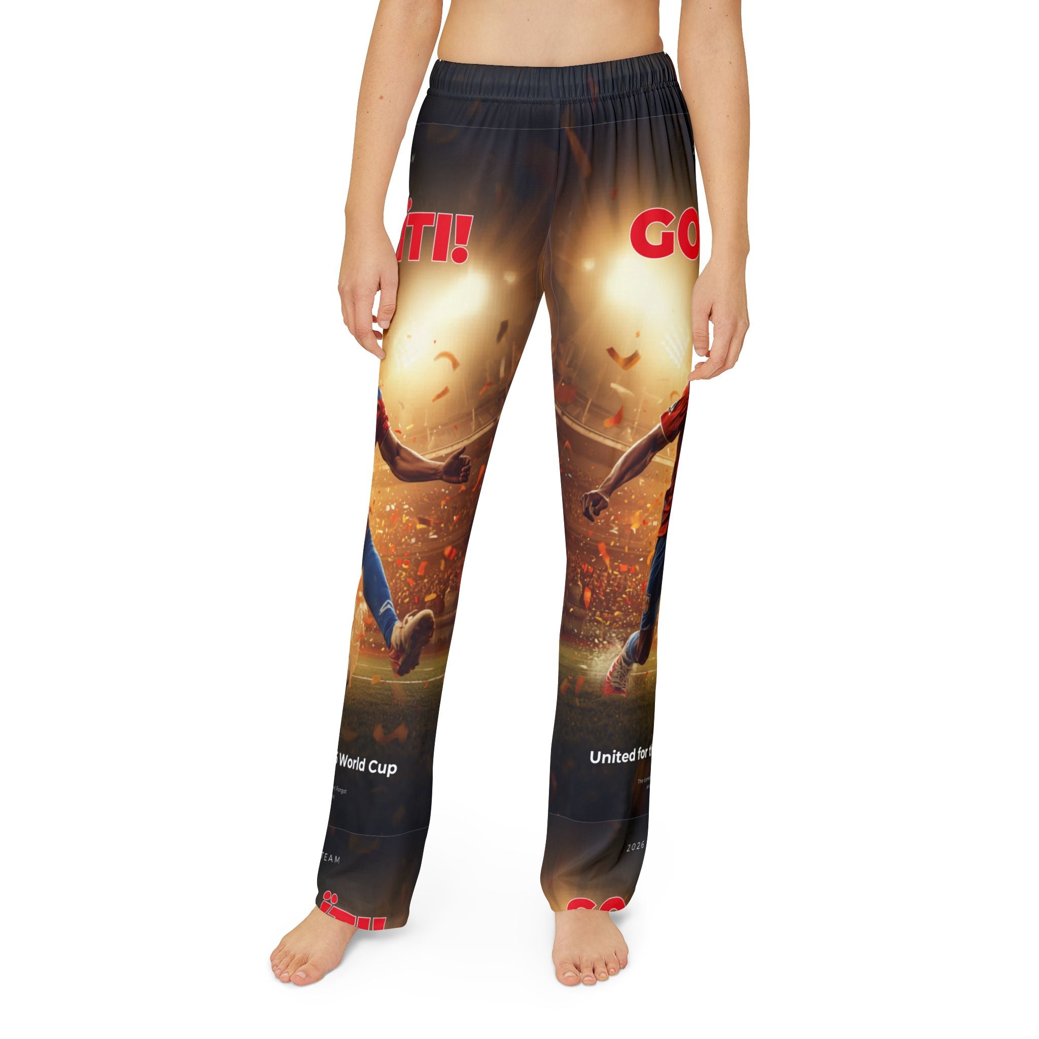 Kids Soccer Lounge Pants — 'Go Haiti!' All-Over-Print World Cup Design