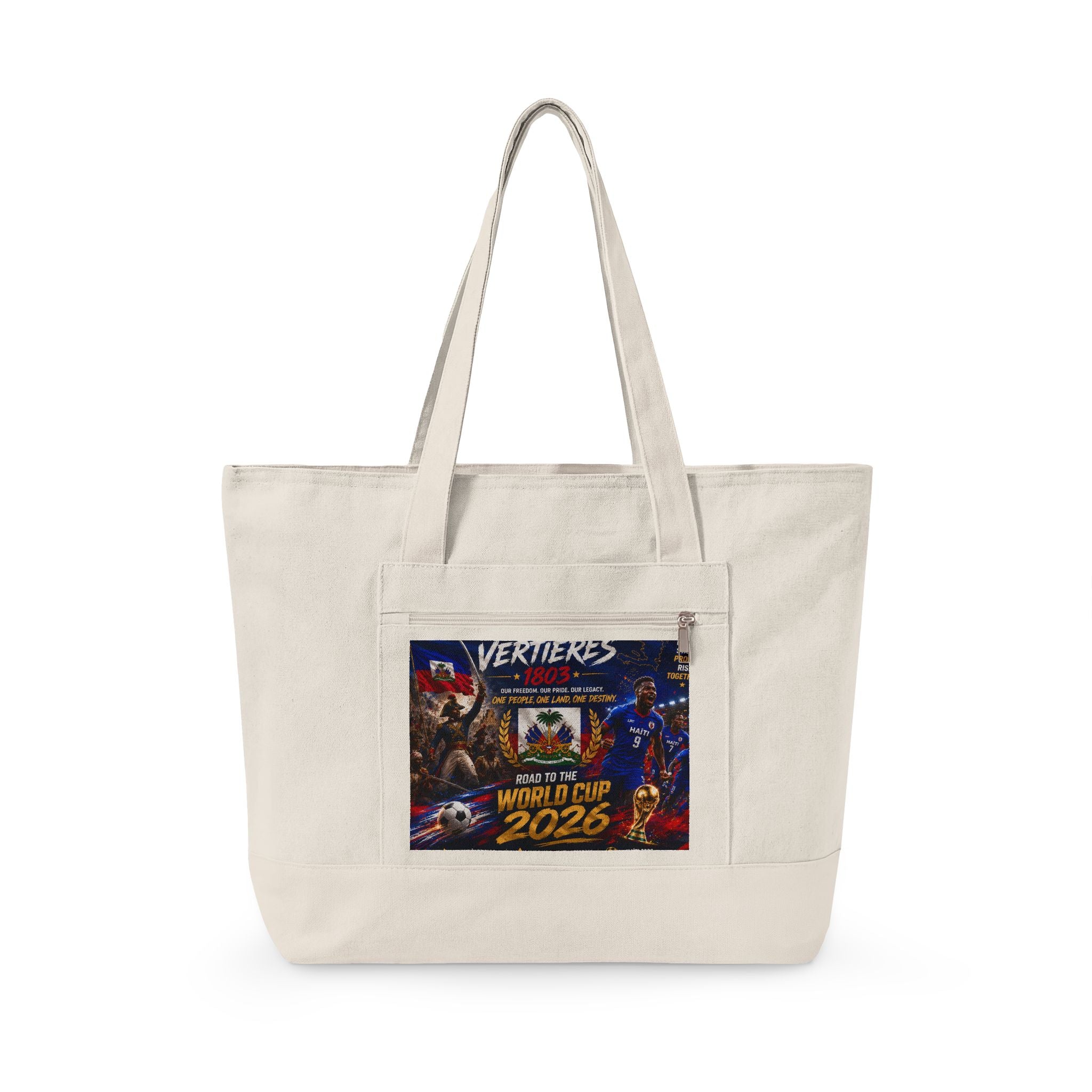 Canvas Tote Bag — Vertières World Cup 2026 Graphic Zippered Tote