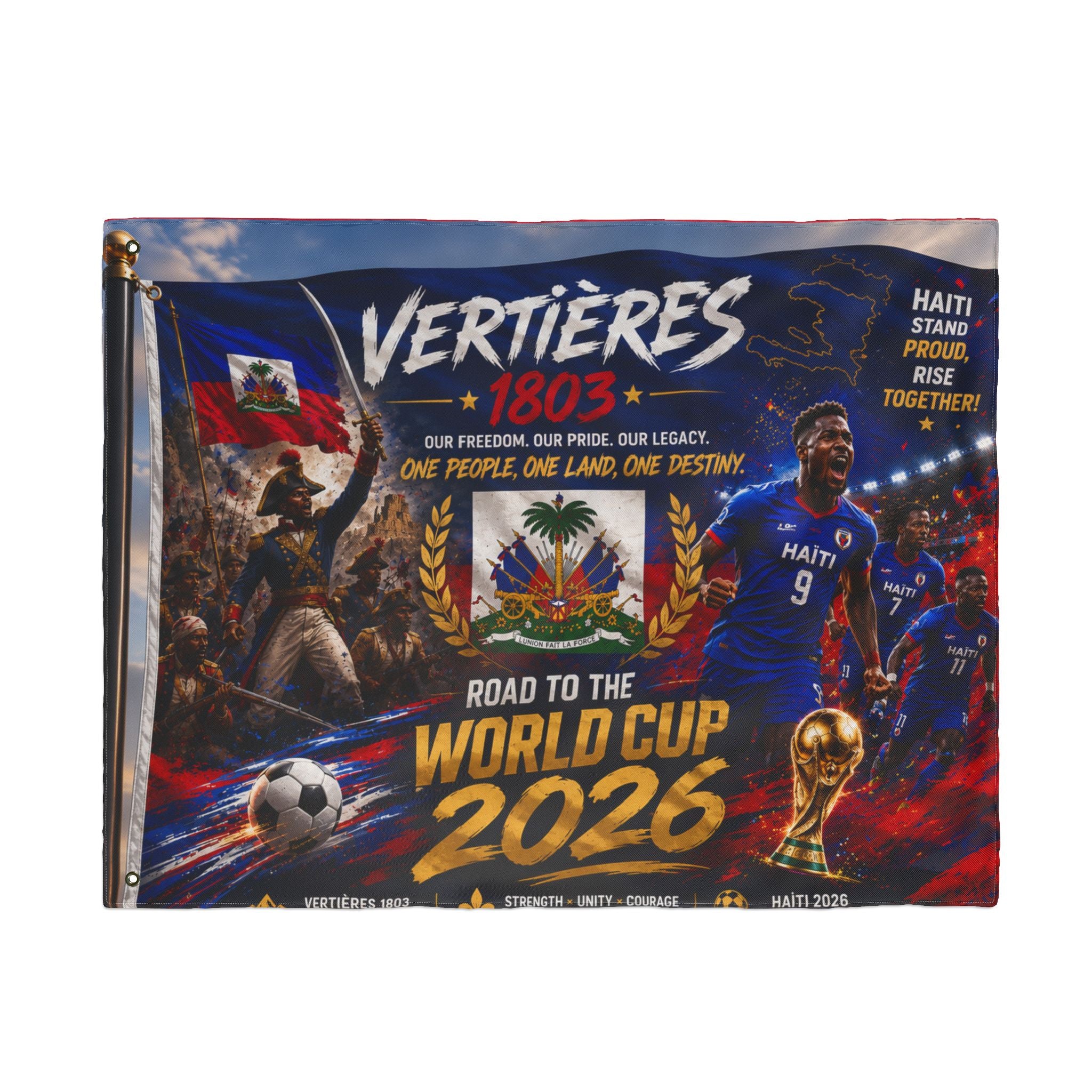 Haiti Vertières 1803 World Cup 2026 Double-Sided Flag — Road to the World Cup Support Banner