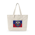 Haiti Flag Canvas Tote Bag – Zippered Travel & Market Tote with Coat of Arms Design