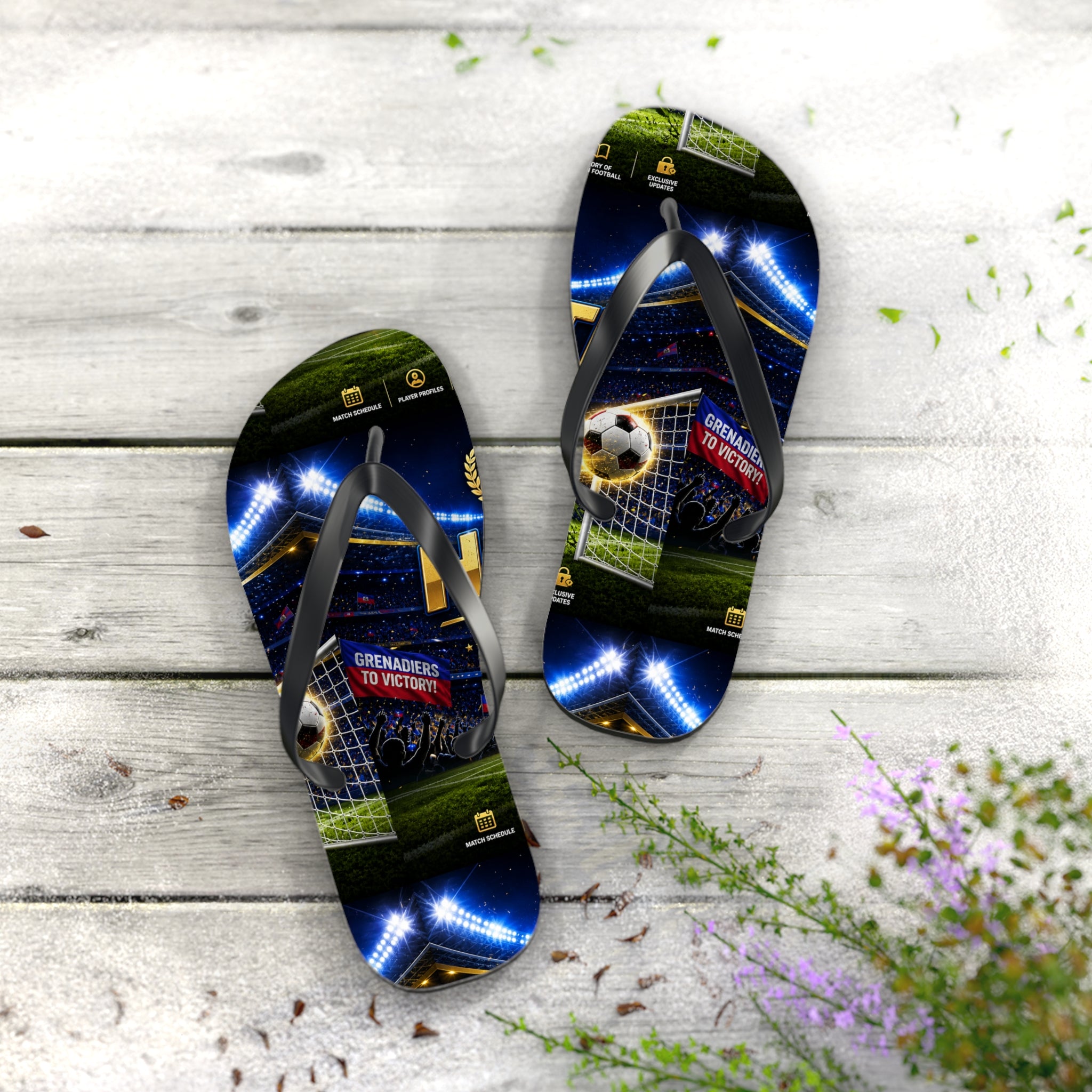 Soccer Stadium Flip Flops - Goal Night Match Design