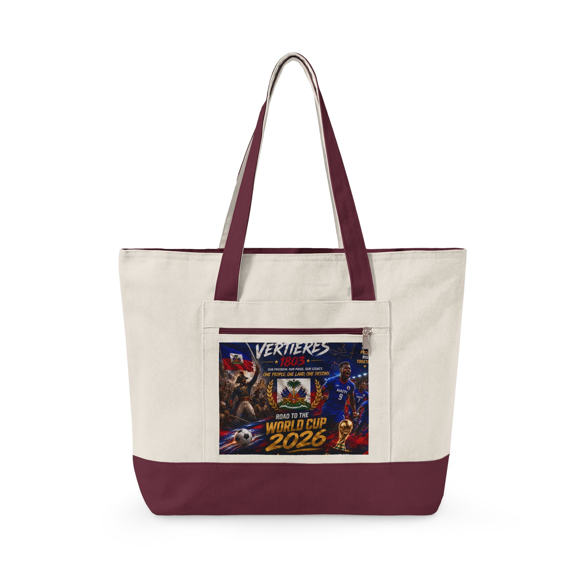 Canvas Tote Bag — Vertières World Cup 2026 Graphic Zippered Tote
