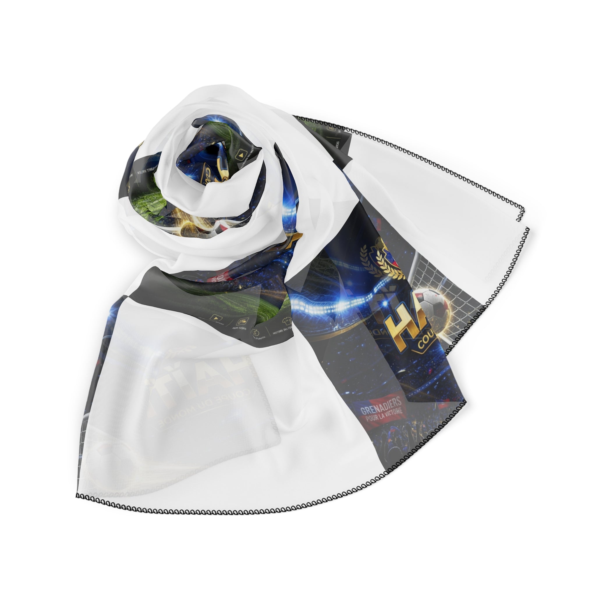 Haiti Soccer Scarf - Lightweight Poly Fashion Scarf