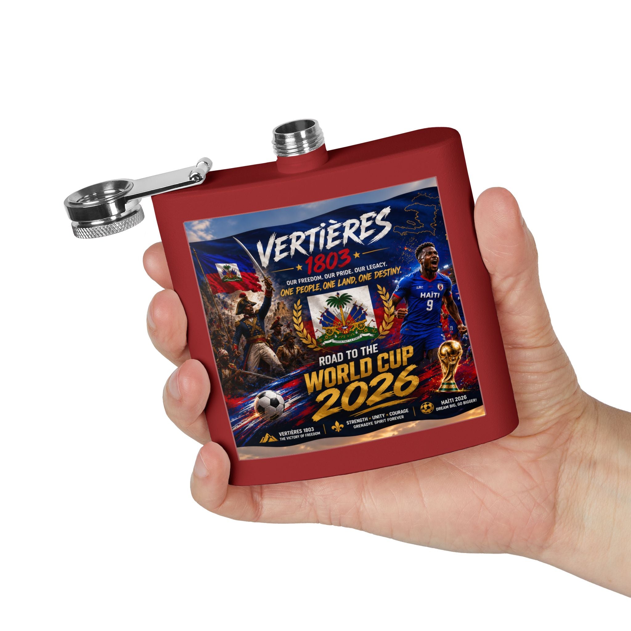 Flask — Haiti Vertières 1803 World Cup 2026 Tribute 6oz Stainless Steel