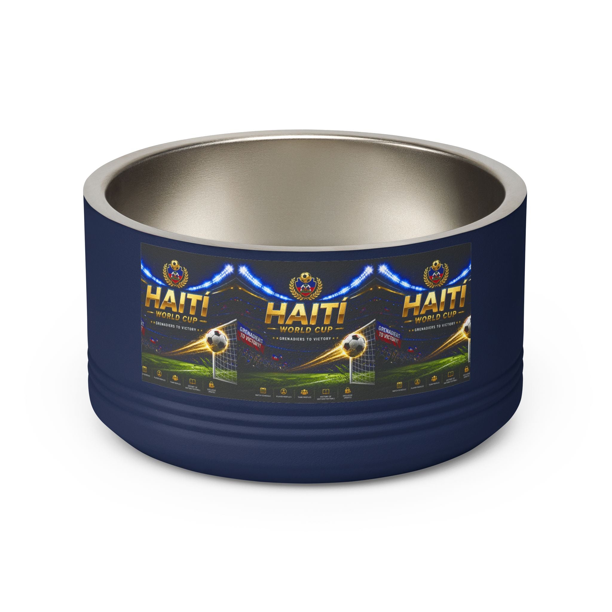 Haiti Football Crest Pet Bowl — 18oz Stainless Dog & Cat Dish