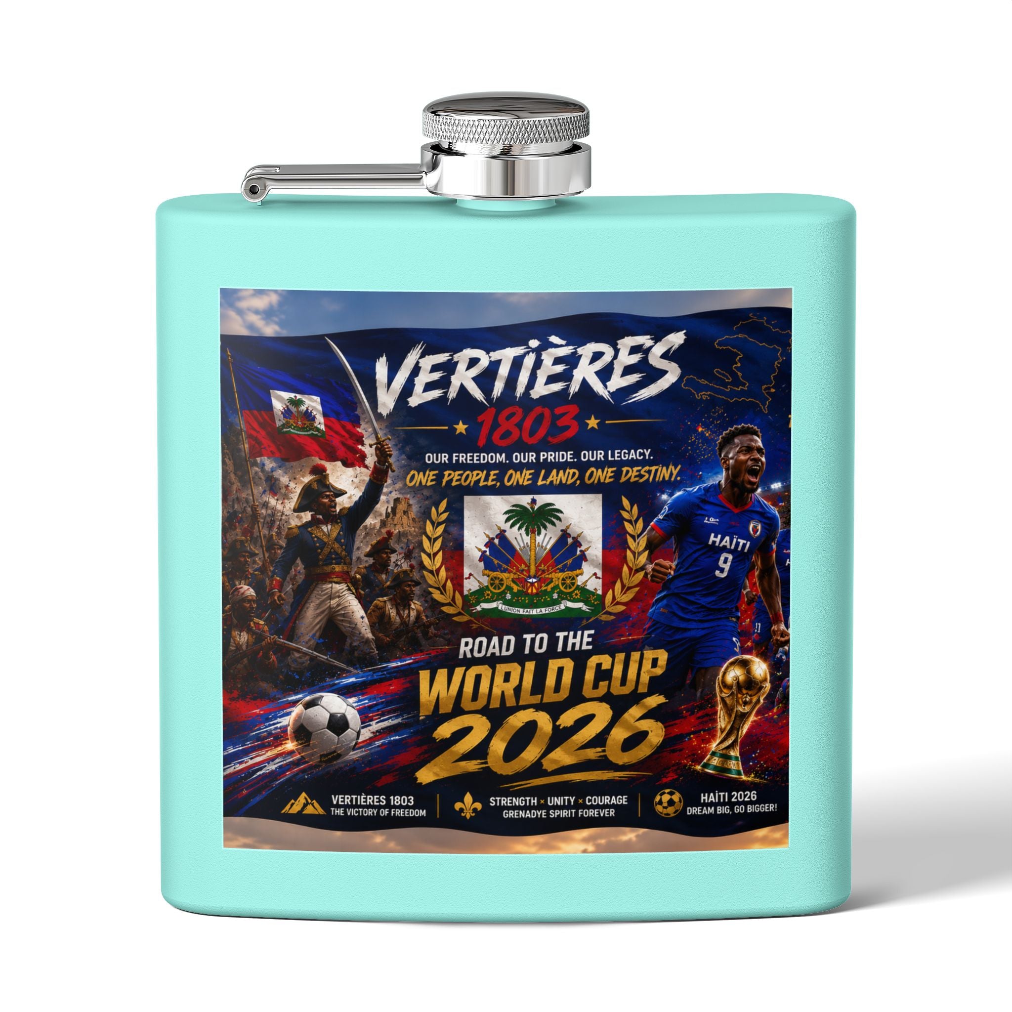Flask — Haiti Vertières 1803 World Cup 2026 Tribute 6oz Stainless Steel