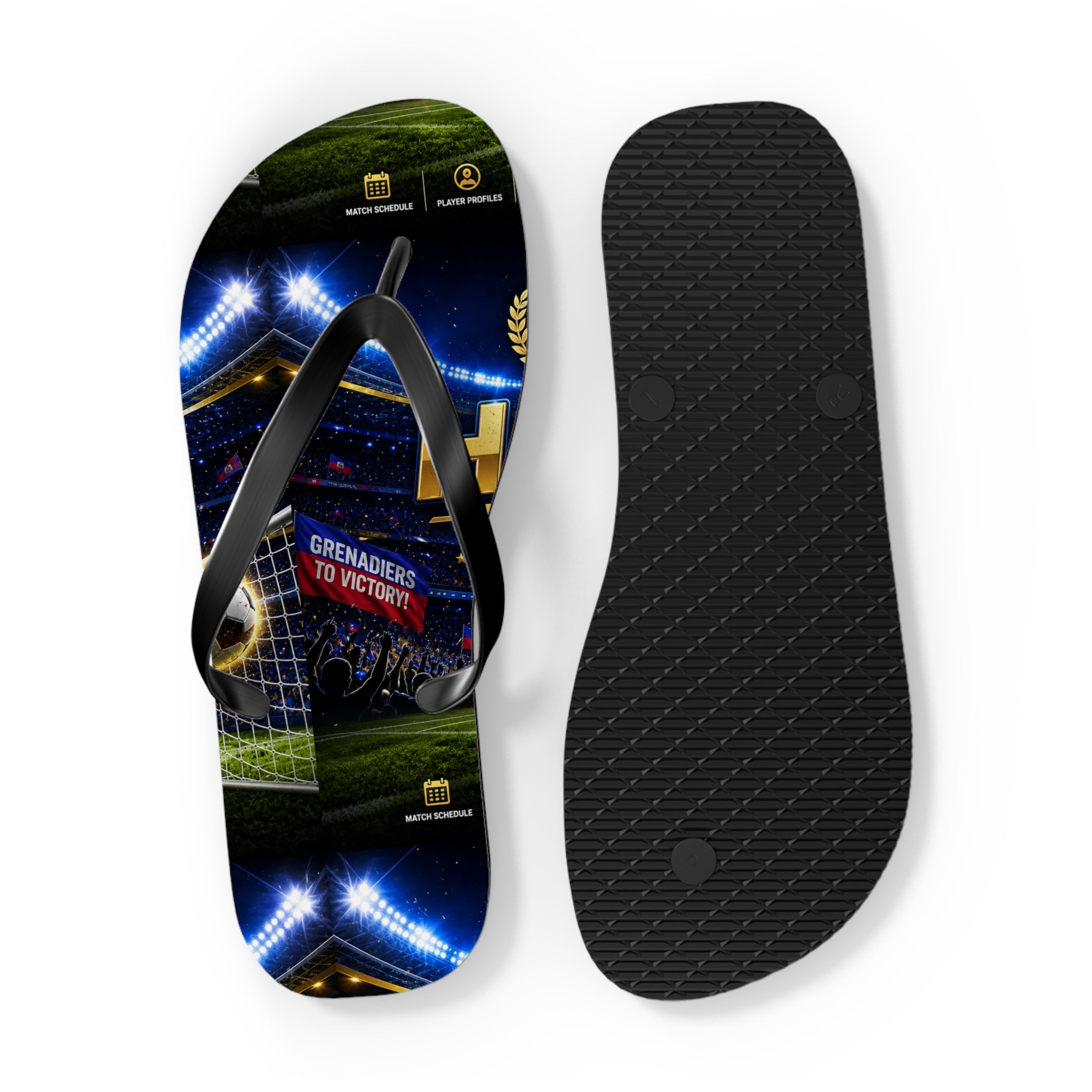 Soccer Stadium Flip Flops - Goal Night Match Design