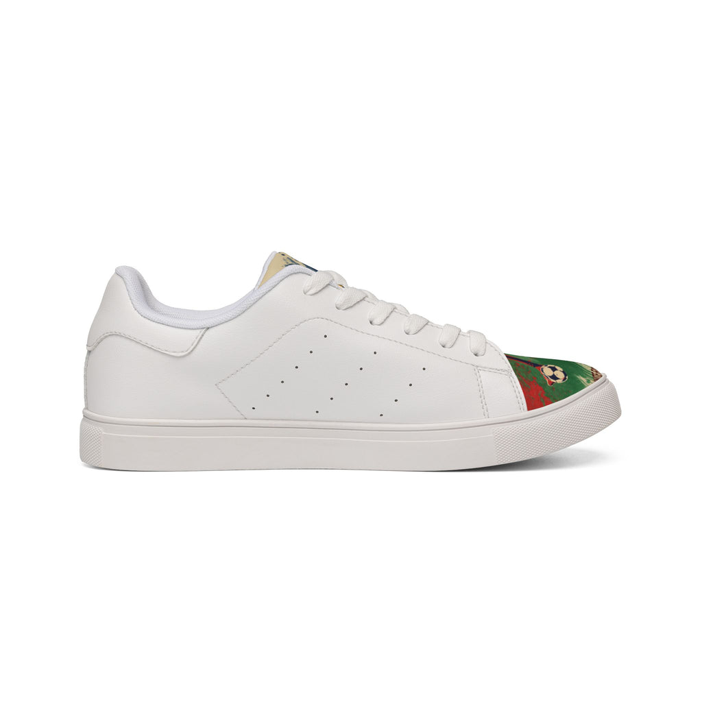 Soccer Retro Graphic Leather Sneakers — "Go Hail!" Low-Top Men's Shoes